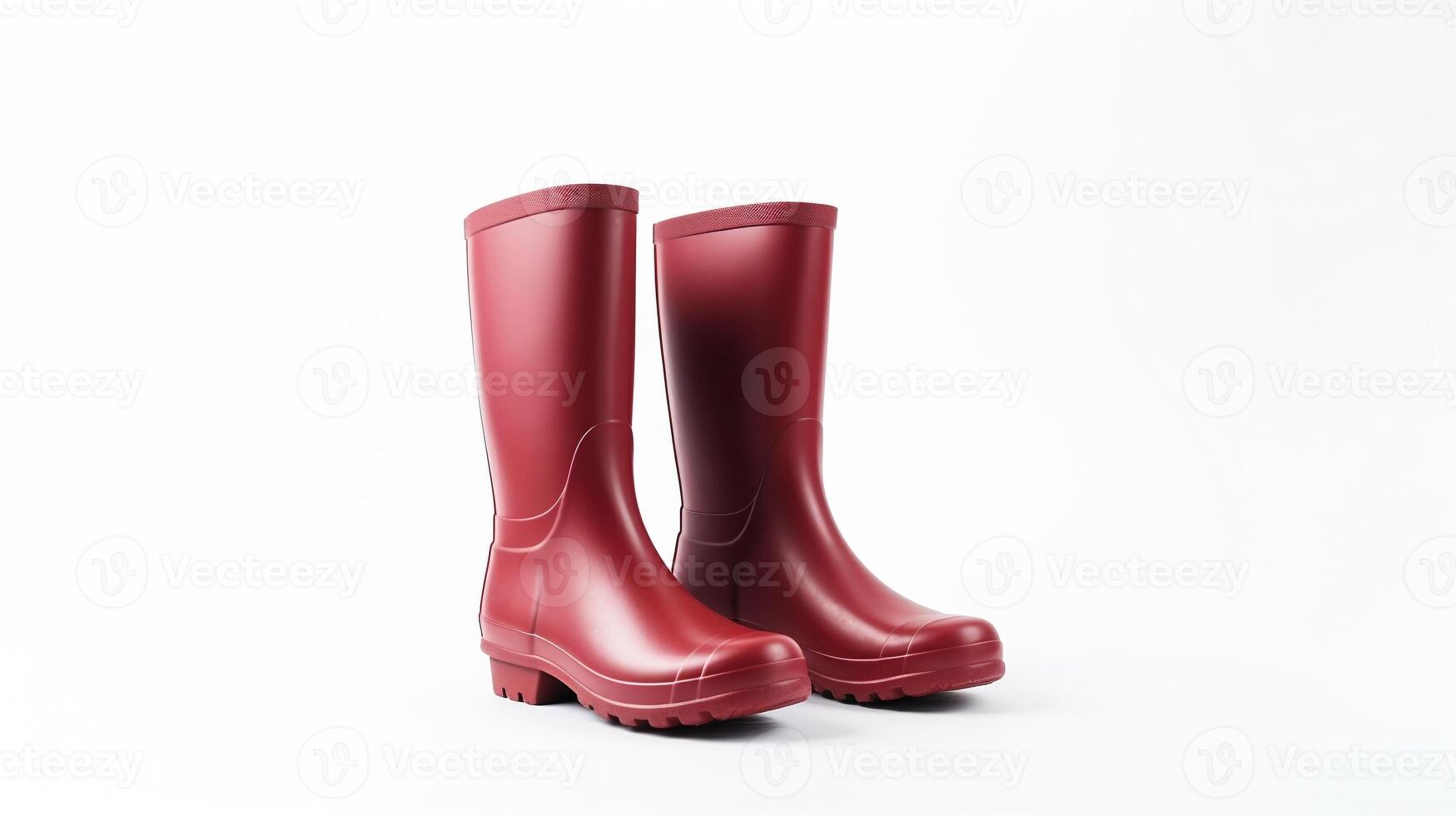 AI generated Maroon Rain Boots isolated on white background with copy space for advertisement. Generative AI photo