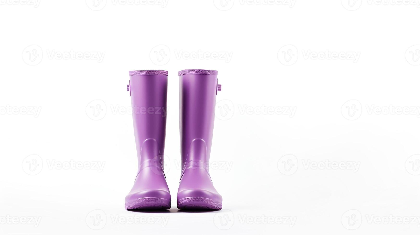 ai generado púrpura lluvia botas aislado en blanco antecedentes con Copiar espacio para anuncio publicitario. generativo ai foto