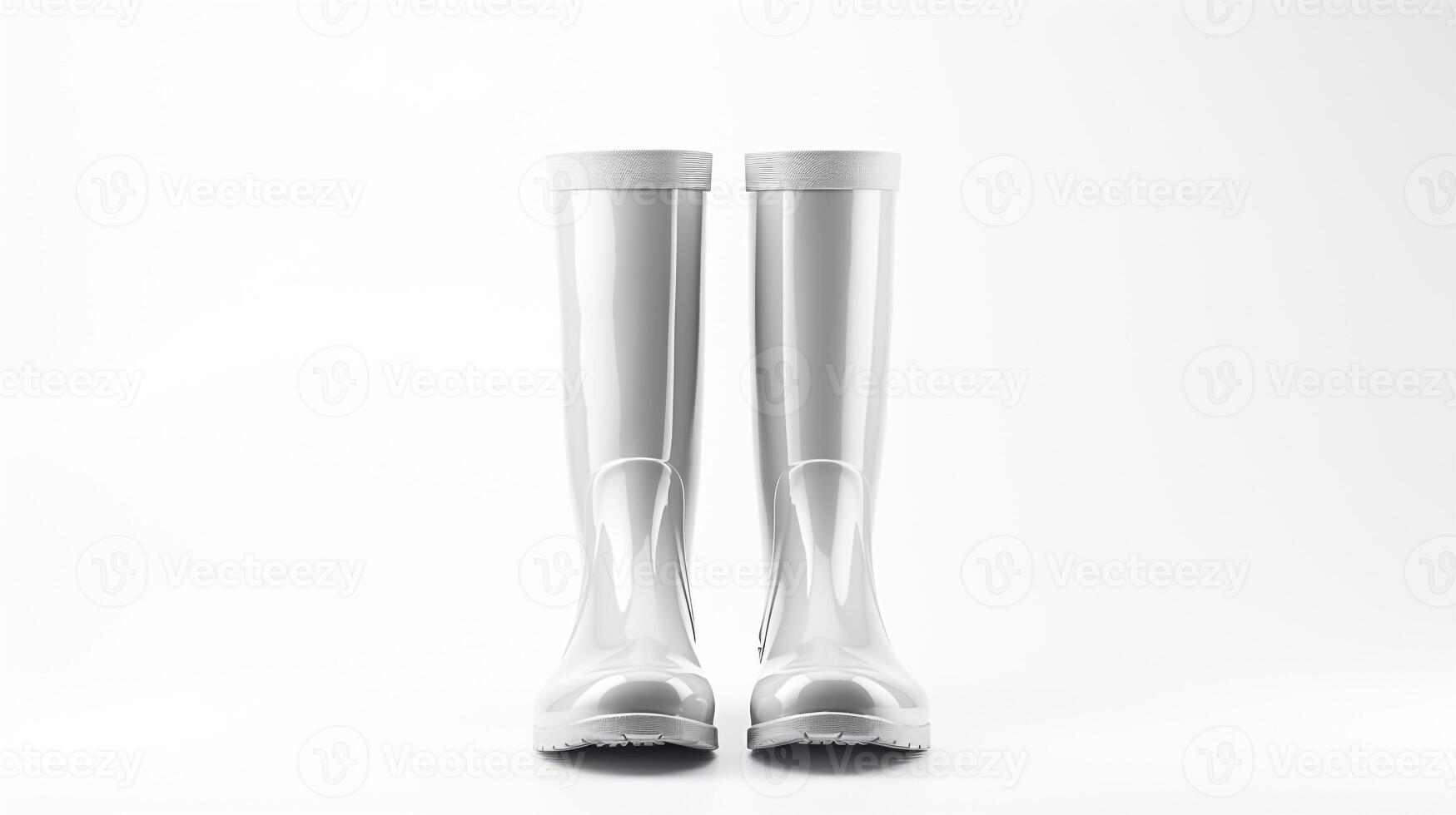 AI generated Silver Rain Boots isolated on white background with copy space for advertisement. Generative AI photo