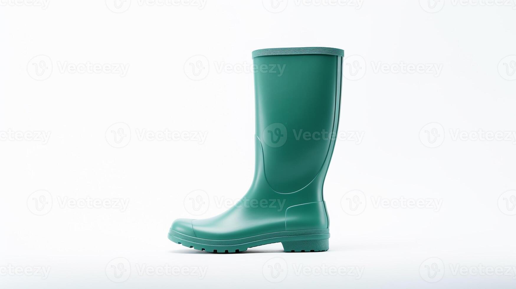 ai generado verde azulado lluvia botas aislado en blanco antecedentes con Copiar espacio para anuncio publicitario. generativo ai foto