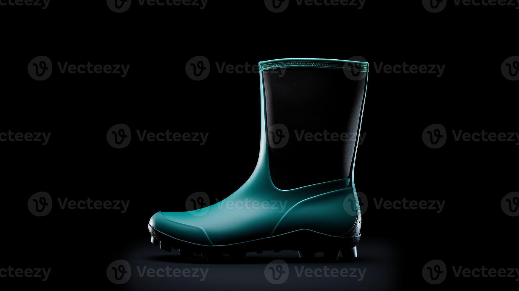 AI generated Teal Rain Boots isolated on white background with copy space for advertisement. Generative AI photo