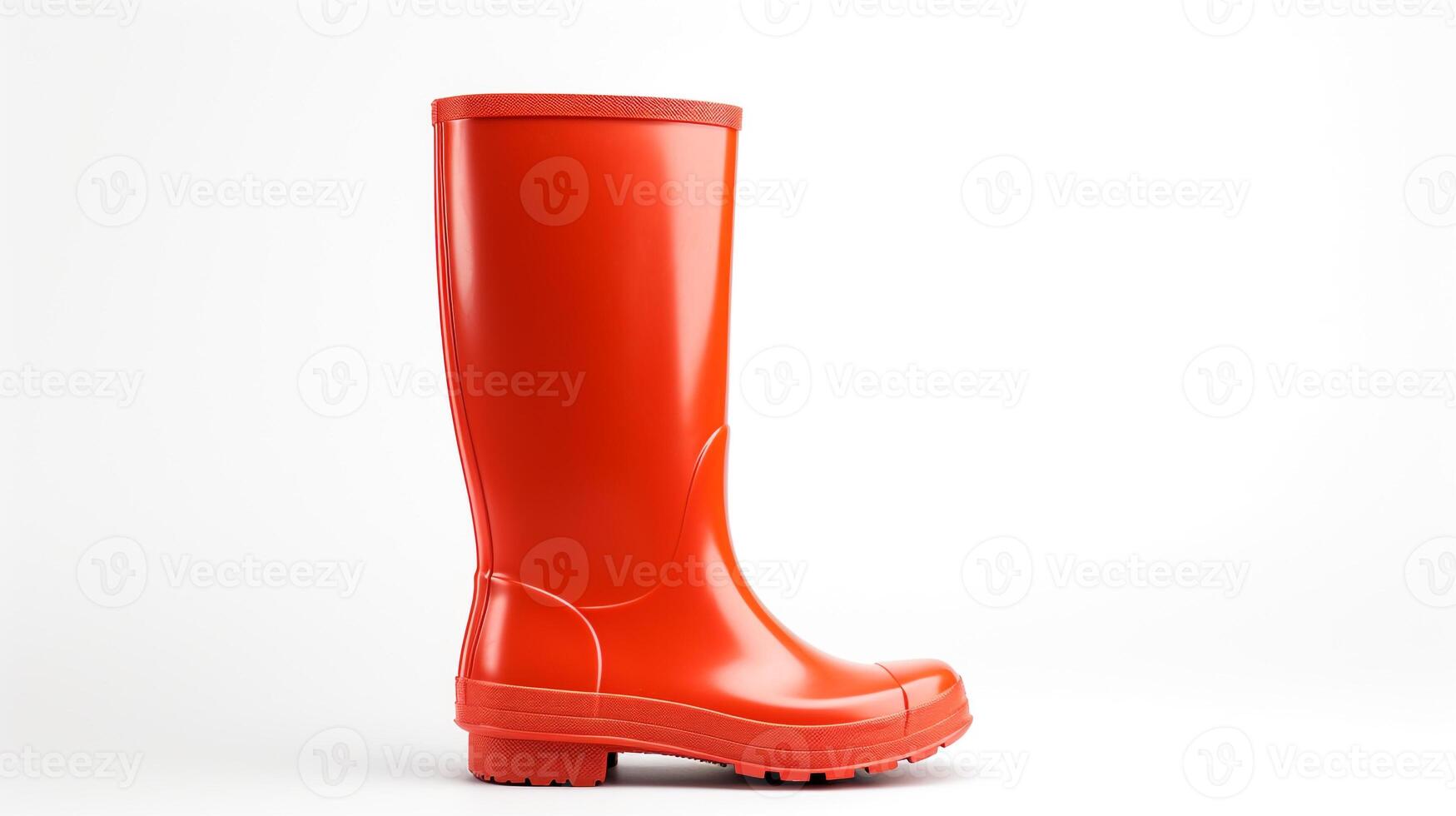 AI generated Vermilion Rain Boots isolated on white background with copy space for advertisement. Generative AI photo