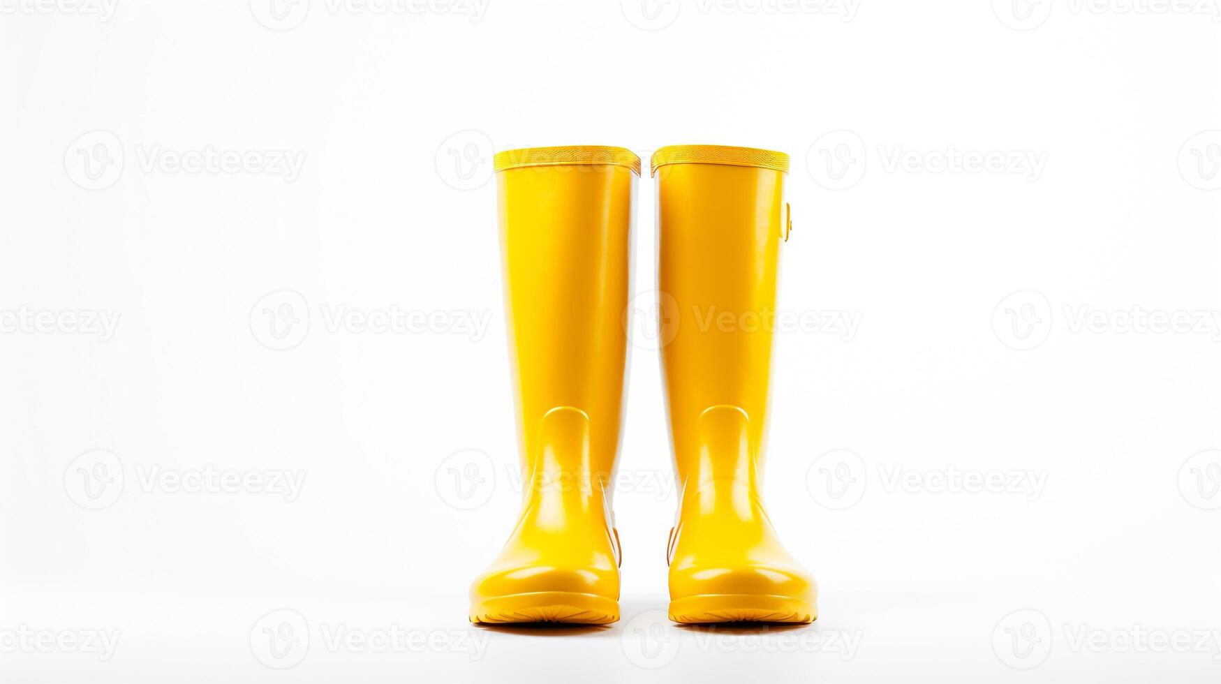 ai generado amarillo lluvia botas aislado en blanco antecedentes con Copiar espacio para anuncio publicitario. generativo ai foto