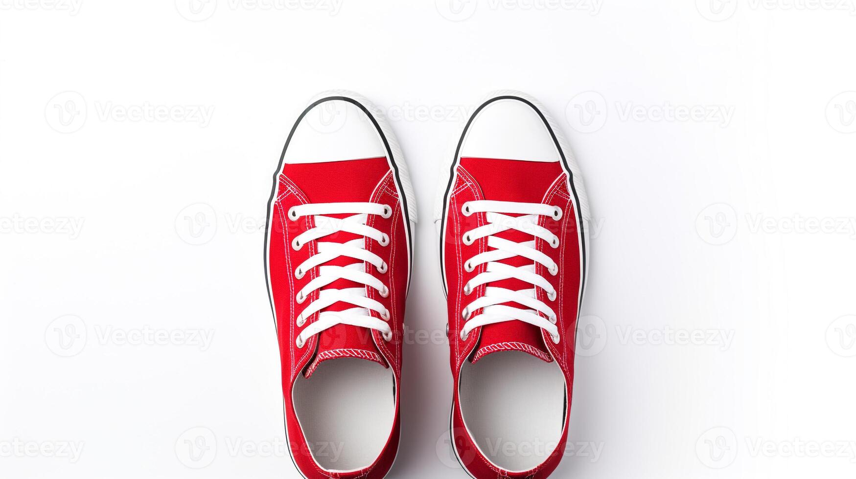 AI generated Red Sneakers shoes isolated on white background with copy space for advertisement. Generative AI photo
