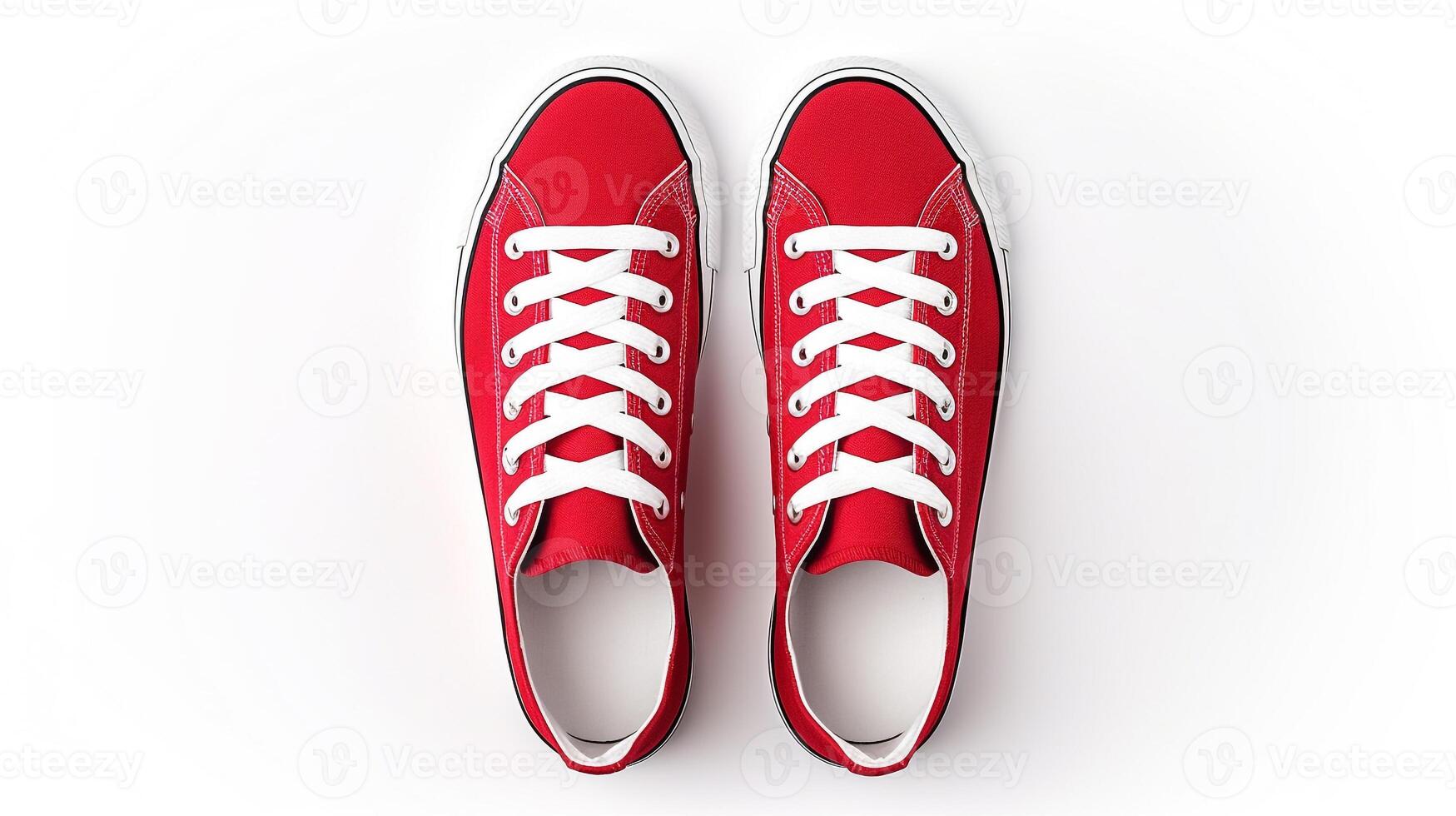 AI generated Red Sneakers shoes isolated on white background with copy space for advertisement. Generative AI photo