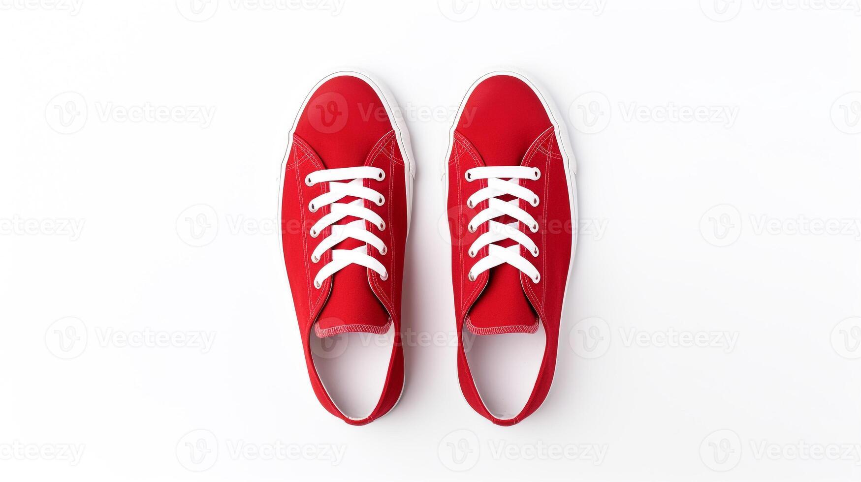 AI generated Red Sneakers shoes isolated on white background with copy space for advertisement. Generative AI photo