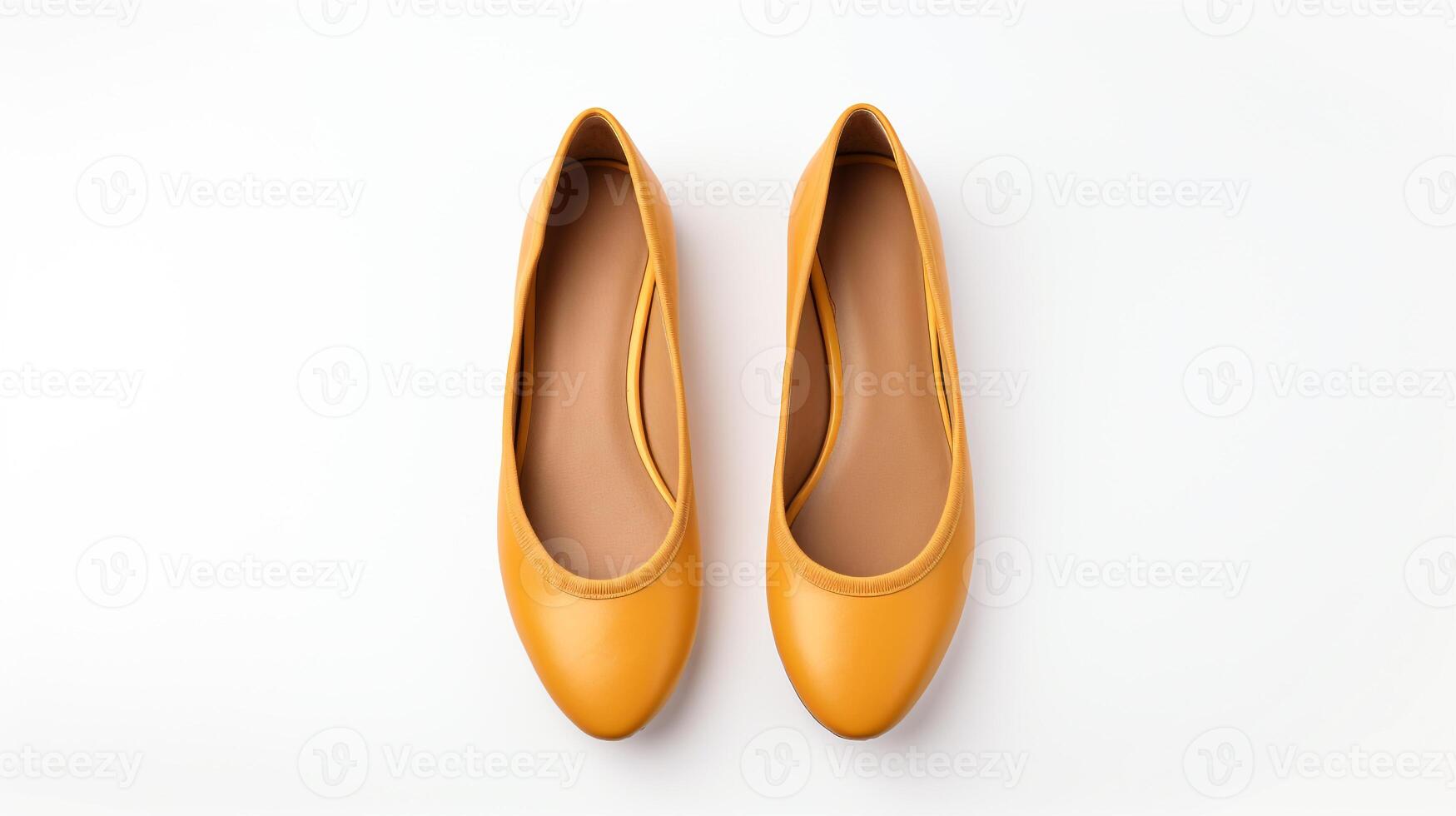 AI generated Amber Ballet Flats shoes isolated on white background with copy space for advertisement. Generative AI photo