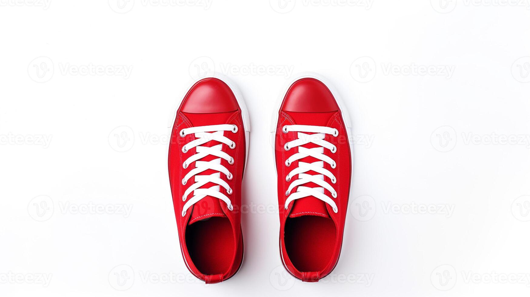 AI generated Red Sneakers shoes isolated on white background with copy space for advertisement. Generative AI photo