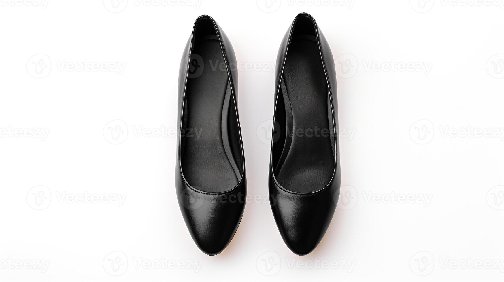 AI generated Black Ballet Flats shoes isolated on white background with copy space for advertisement. Generative AI photo