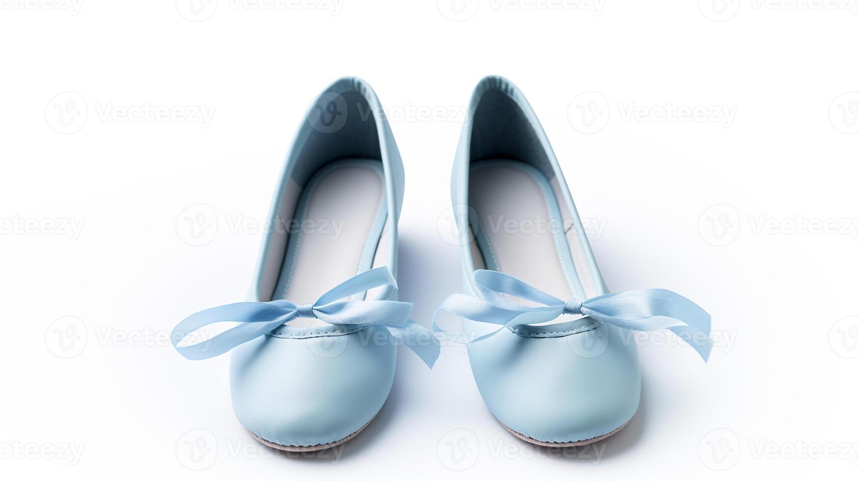 AI generated Blue Ballet Flats shoes isolated on white background with copy space for advertisement. Generative AI photo