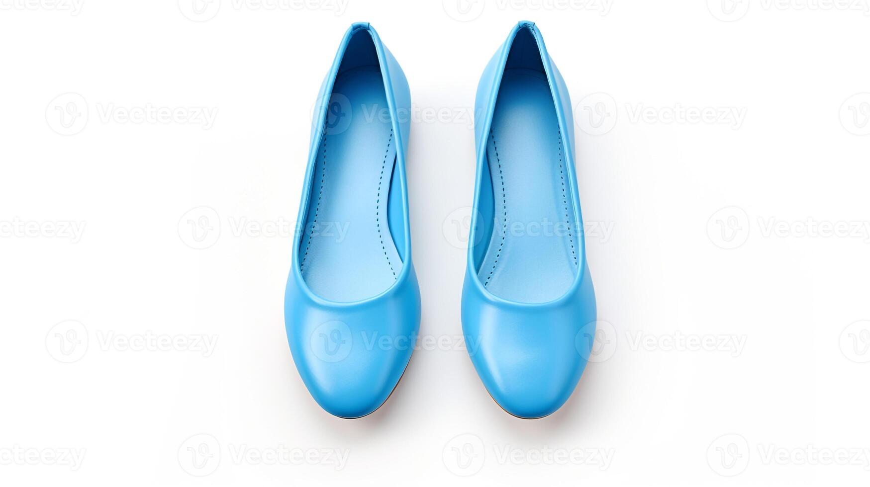 AI generated Blue Ballet Flats shoes isolated on white background with copy space for advertisement. Generative AI photo
