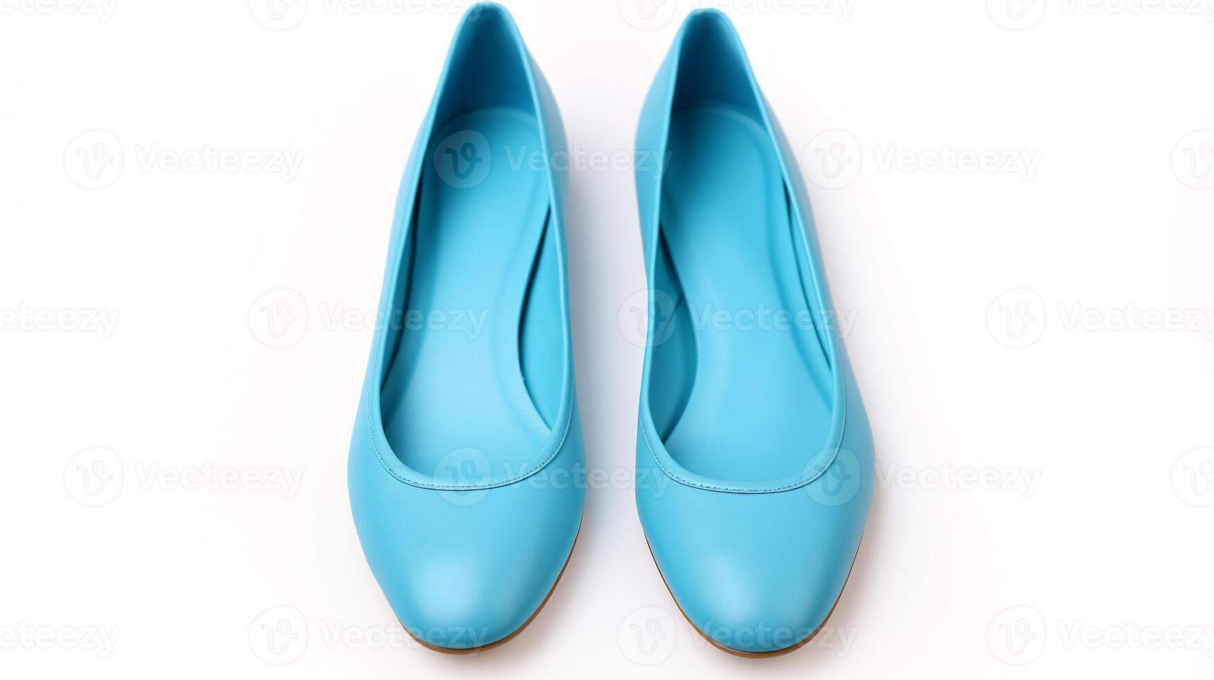 AI generated Blue Ballet Flats shoes isolated on white background with copy space for advertisement. Generative AI photo