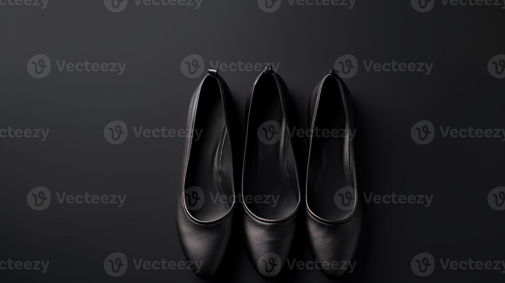 AI generated Black Ballet Flats shoes isolated on white background with copy space for advertisement. Generative AI photo