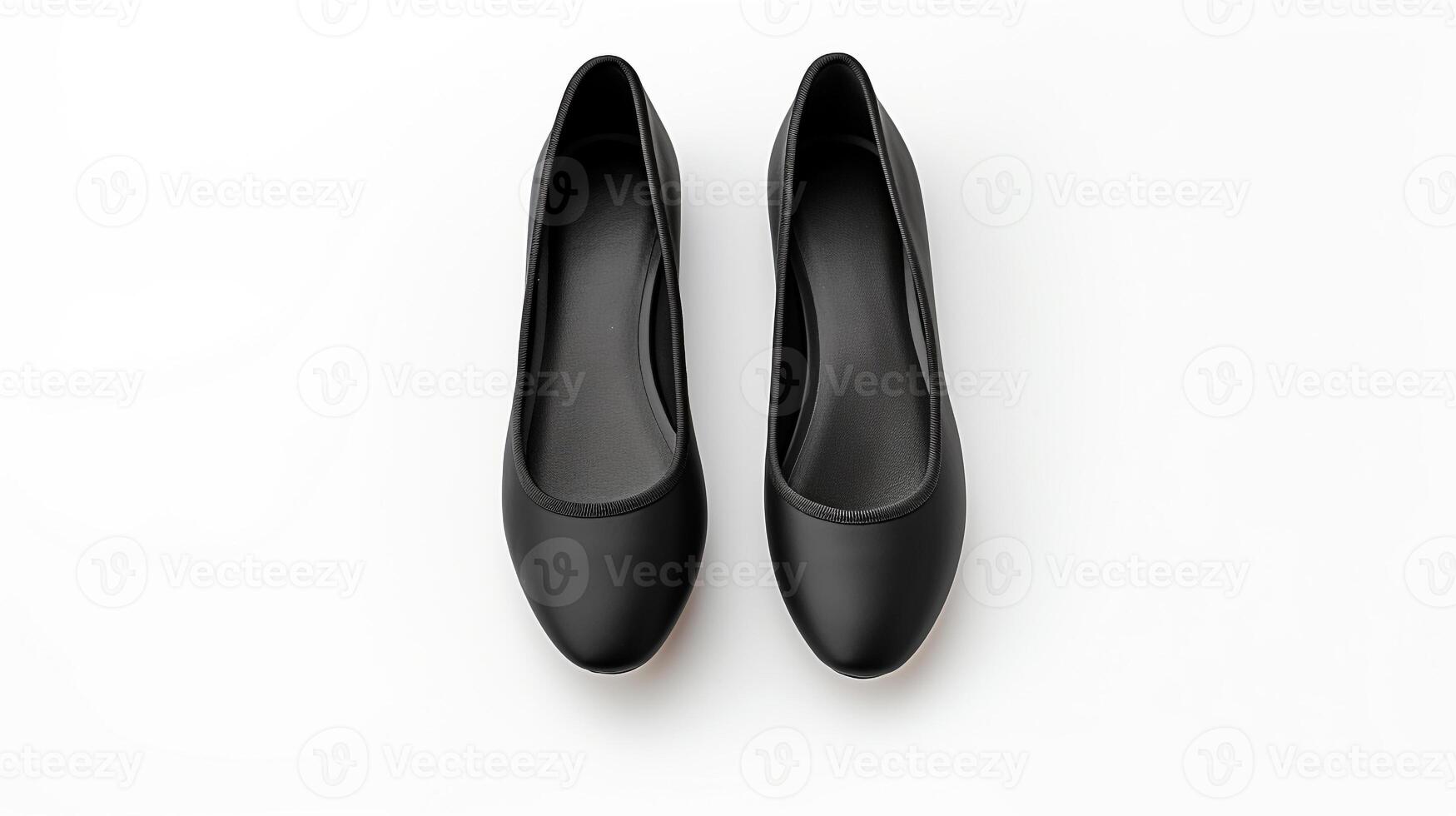 AI generated Charcoal Ballet Flats shoes isolated on white background with copy space for advertisement. Generative AI photo