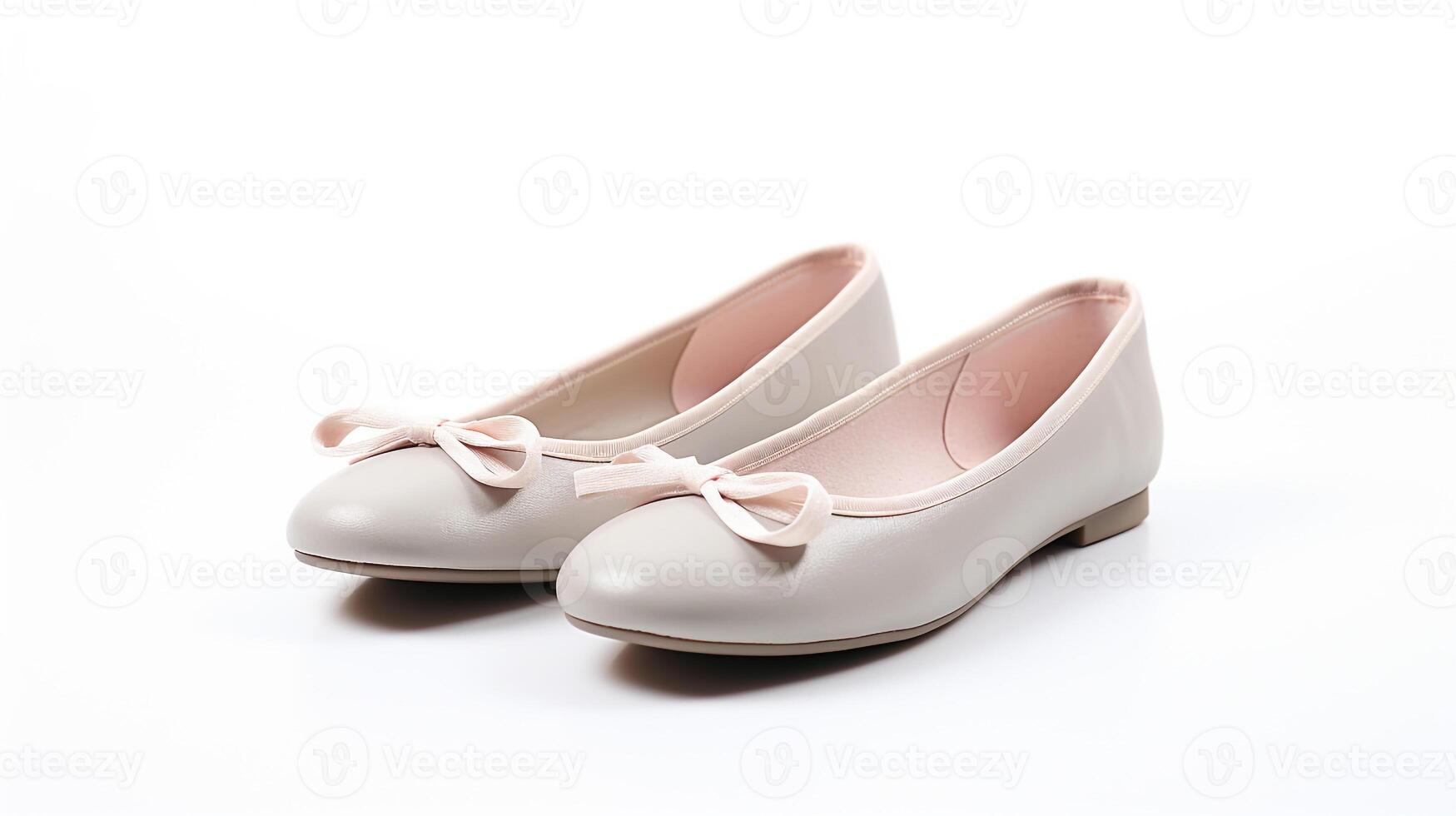 AI generated Grey Ballet Flats shoes isolated on white background with copy space for advertisement. Generative AI photo