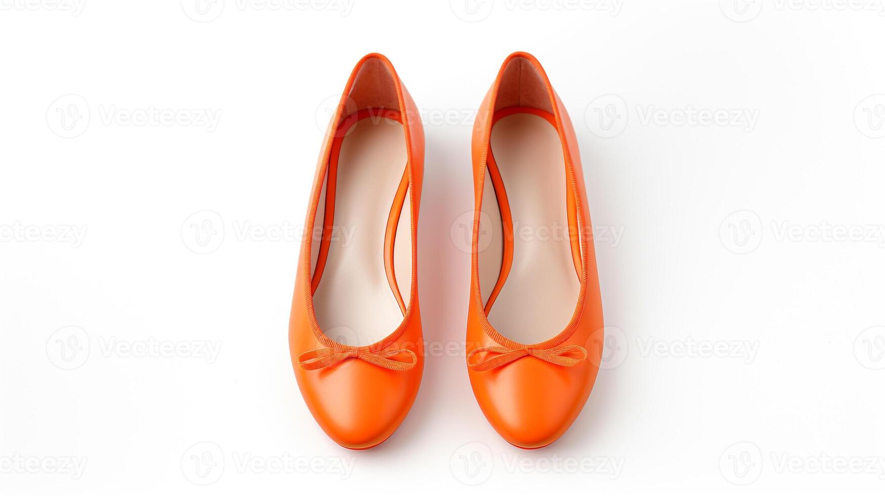 AI generated Orange Ballet Flats shoes isolated on white background with copy space for advertisement. Generative AI photo