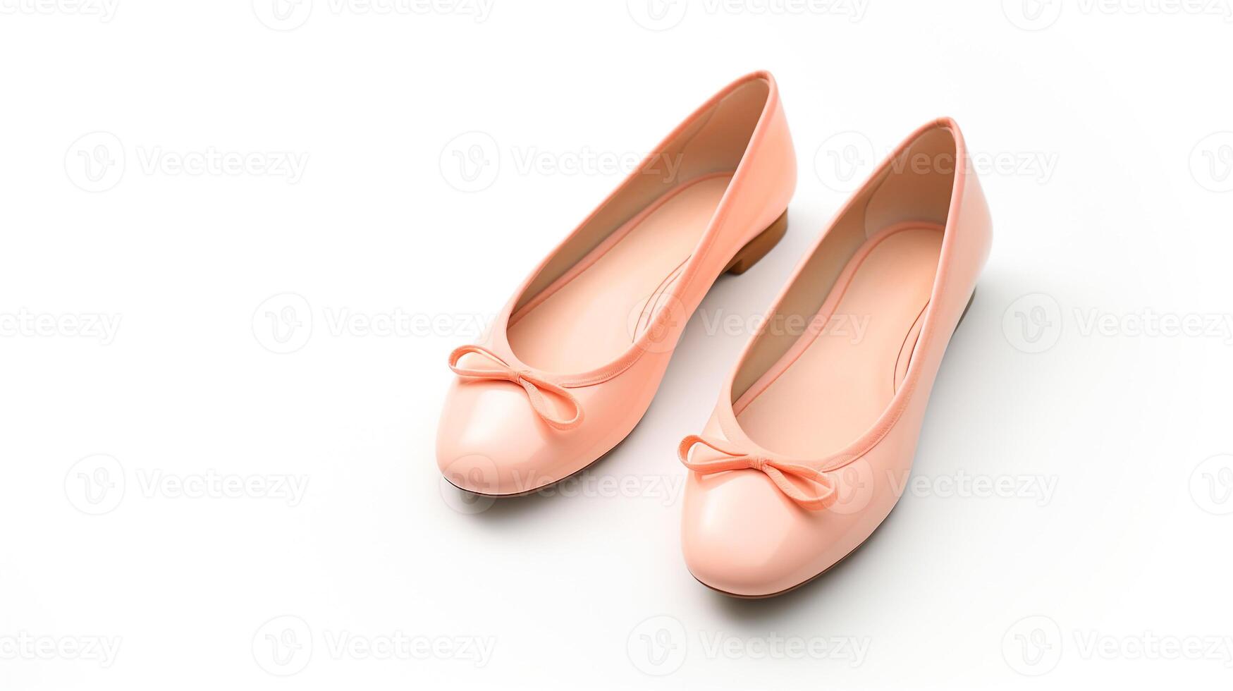 AI generated Peach Ballet Flats shoes isolated on white background with copy space for advertisement. Generative AI photo