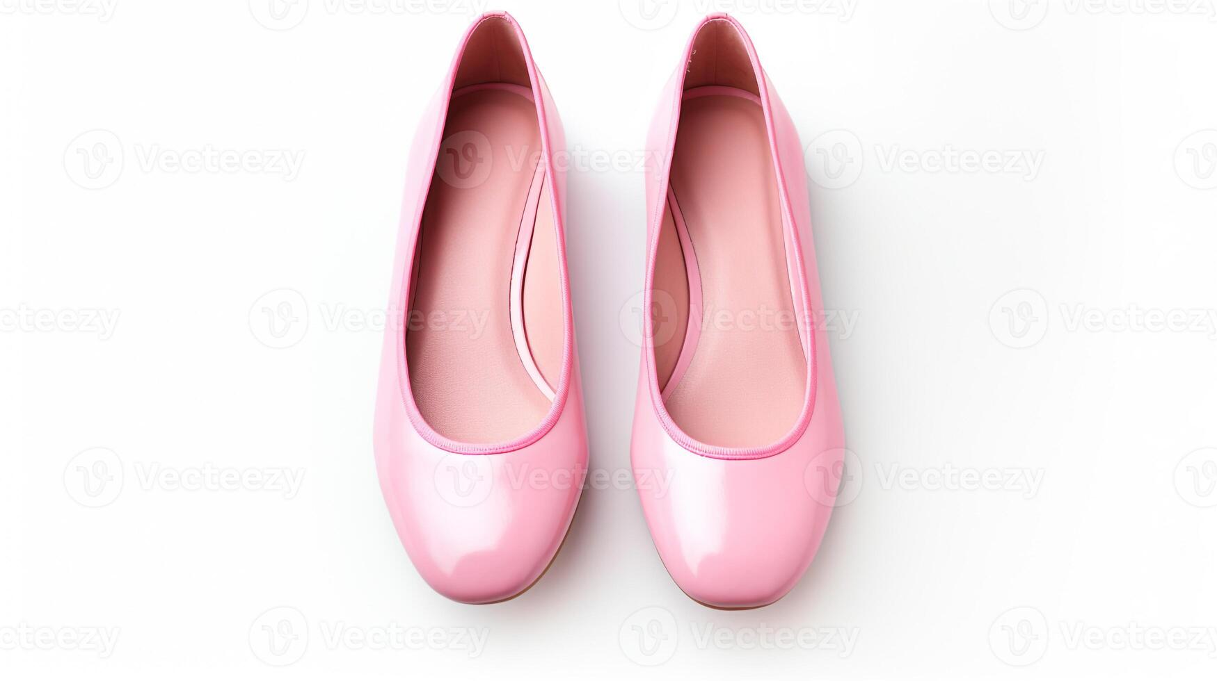 AI generated Pink Ballet Flats shoes isolated on white background with copy space for advertisement. Generative AI photo