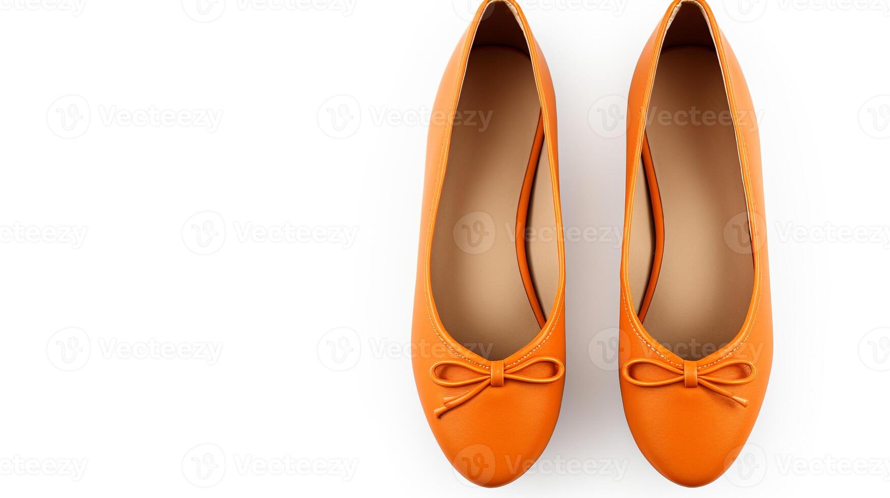 AI generated Orange Ballet Flats shoes isolated on white background with copy space for advertisement. Generative AI photo