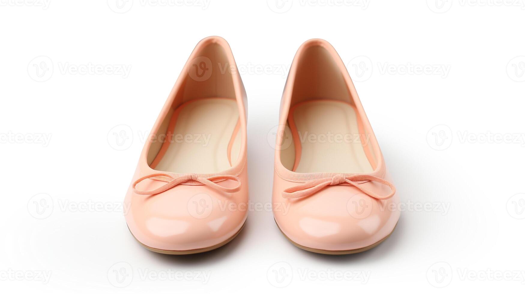 AI generated Peach Ballet Flats shoes isolated on white background with copy space for advertisement. Generative AI photo