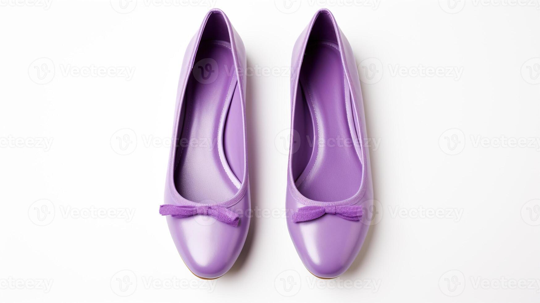 AI generated Purple Ballet Flats shoes isolated on white background with copy space for advertisement. Generative AI photo