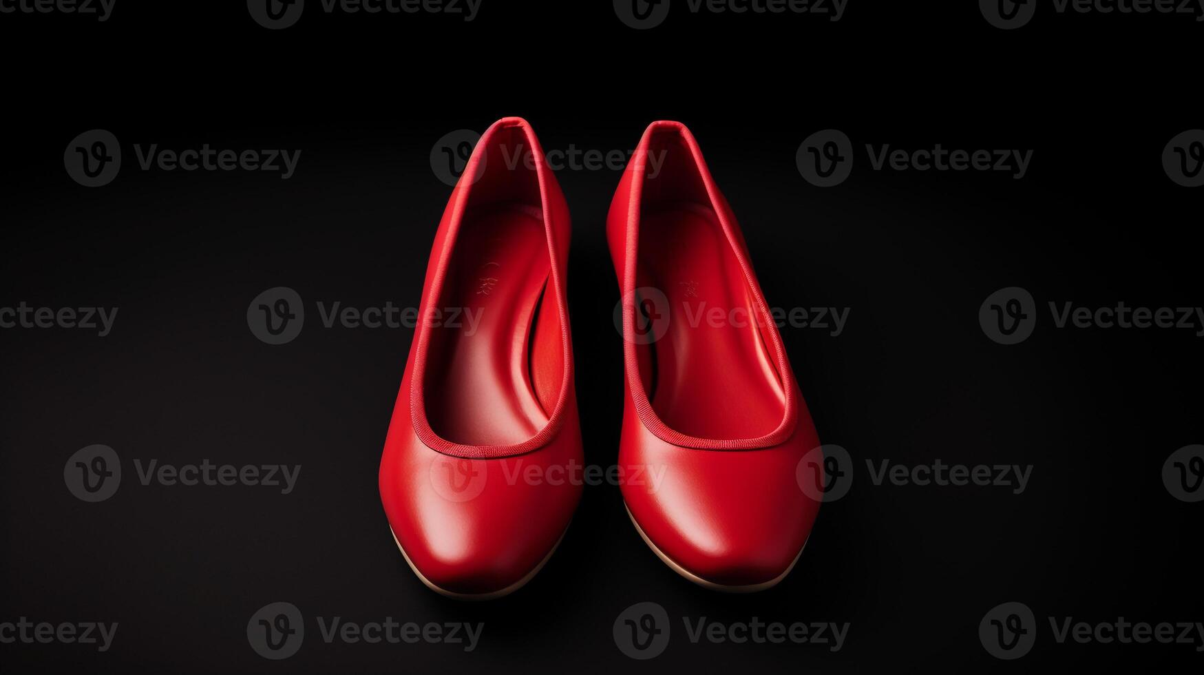 AI generated Red Ballet Flats shoes isolated on white background with copy space for advertisement. Generative AI photo