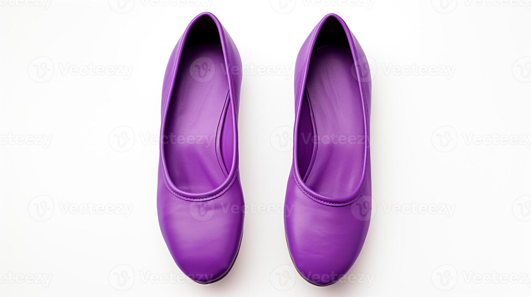 AI generated Violet Ballet Flats shoes isolated on white background with copy space for advertisement. Generative AI photo