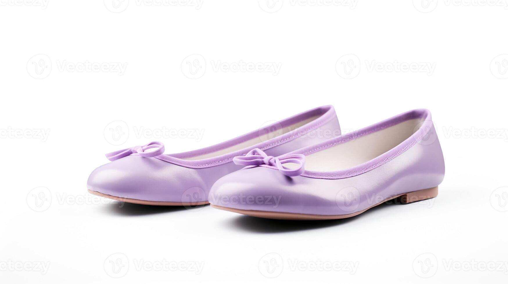 AI generated Violet Ballet Flats shoes isolated on white background with copy space for advertisement. Generative AI photo