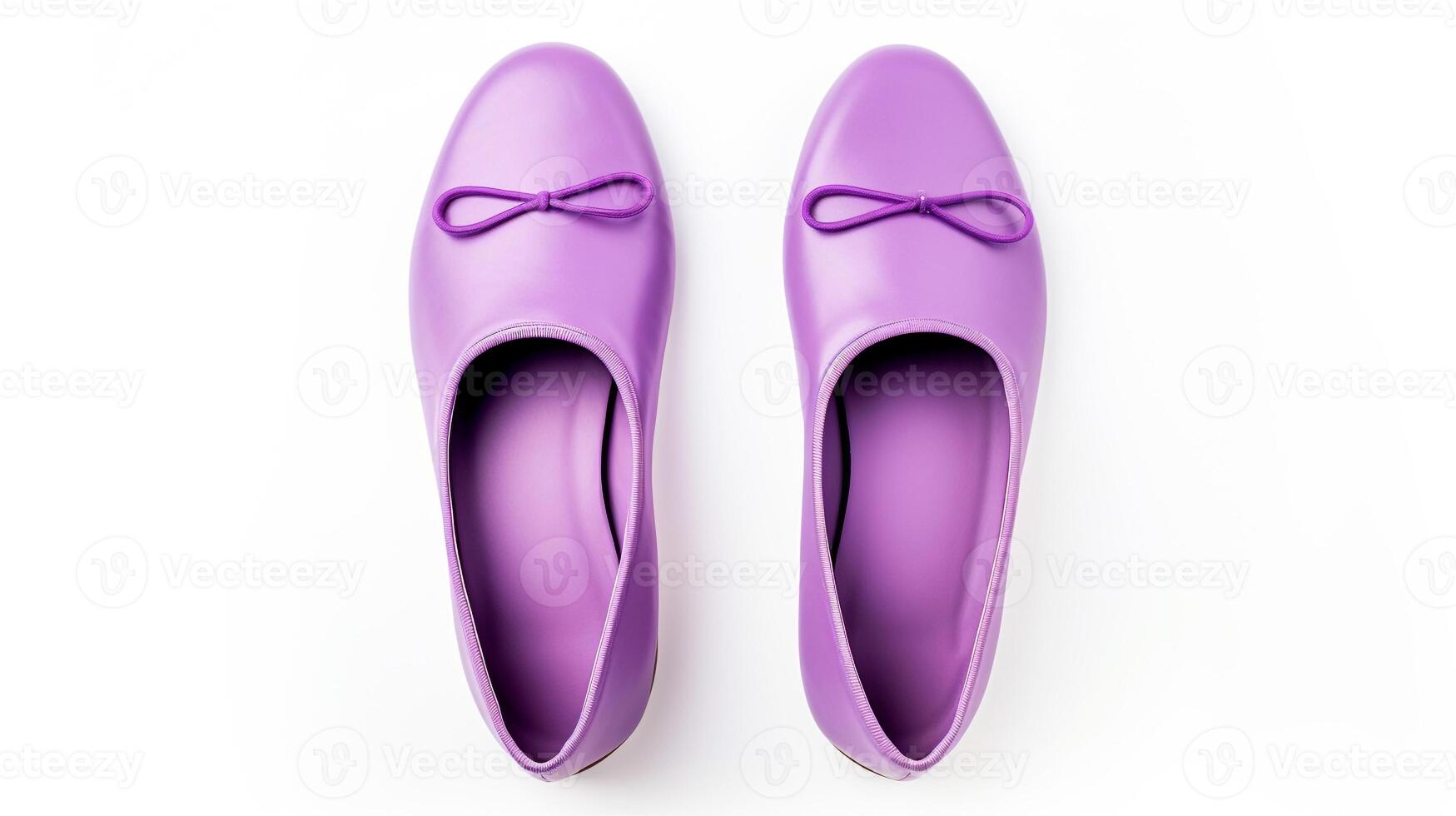 AI generated Violet Ballet Flats shoes isolated on white background with copy space for advertisement. Generative AI photo