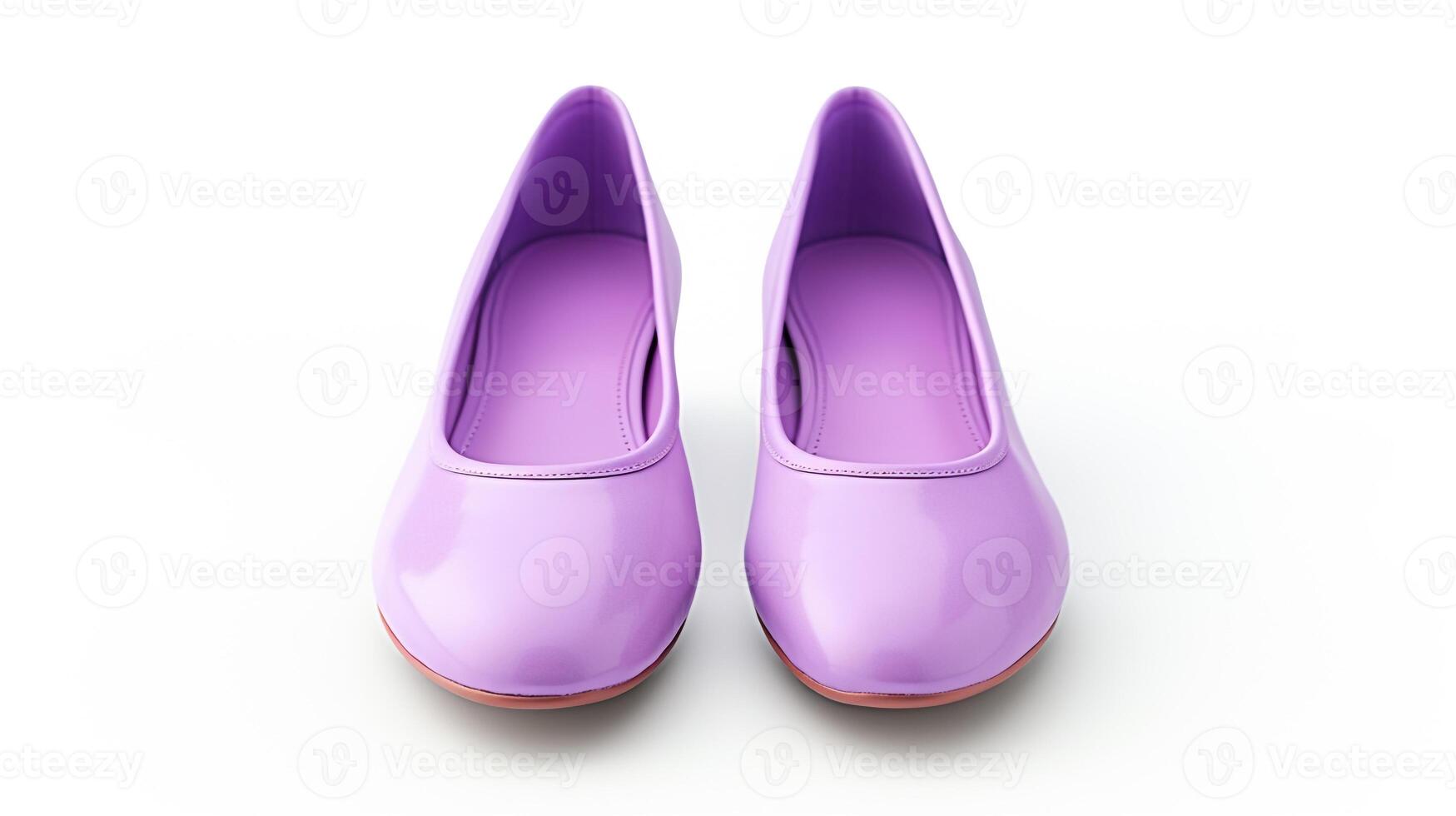 AI generated Violet Ballet Flats shoes isolated on white background with copy space for advertisement. Generative AI photo