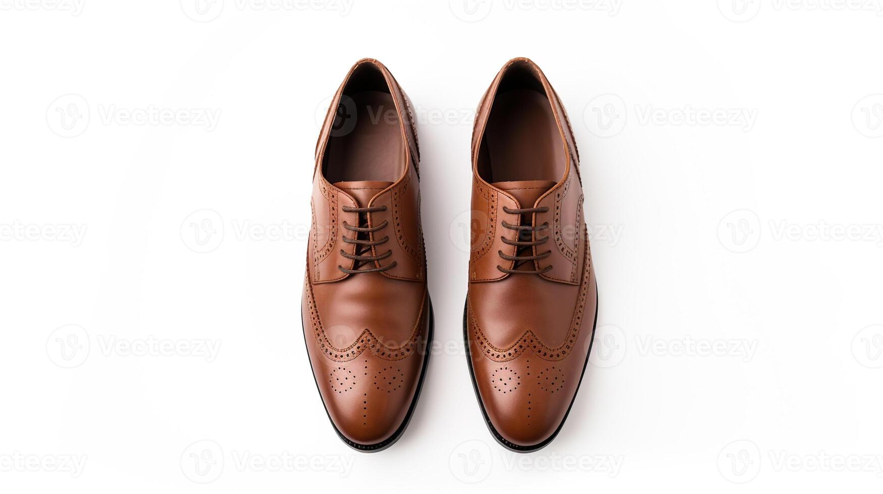 ai generado marrón brogues Zapatos aislado en blanco antecedentes con Copiar espacio para anuncio foto