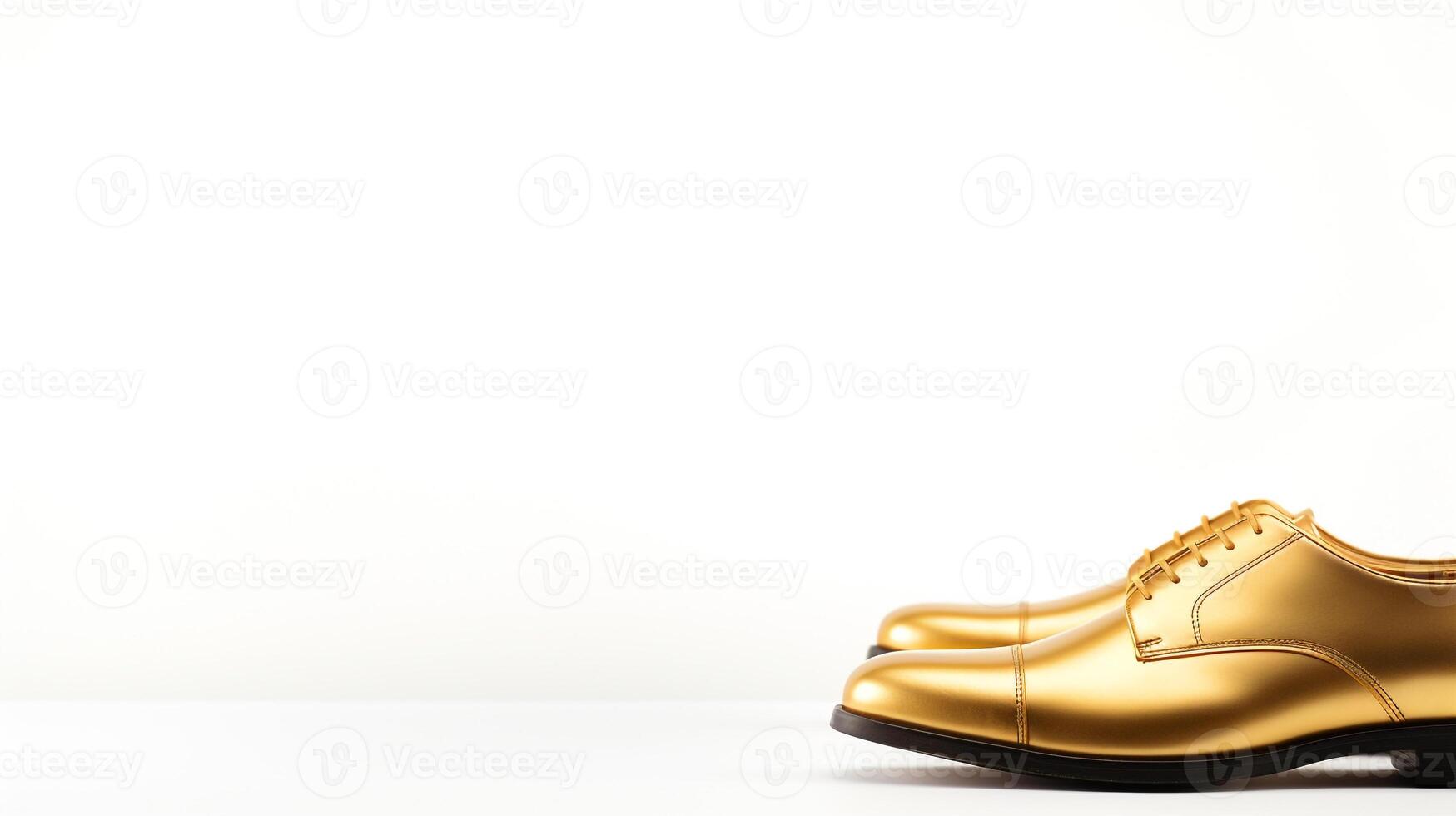 AI generated Gold Brogues shoes isolated on white background with copy space for advertisement photo