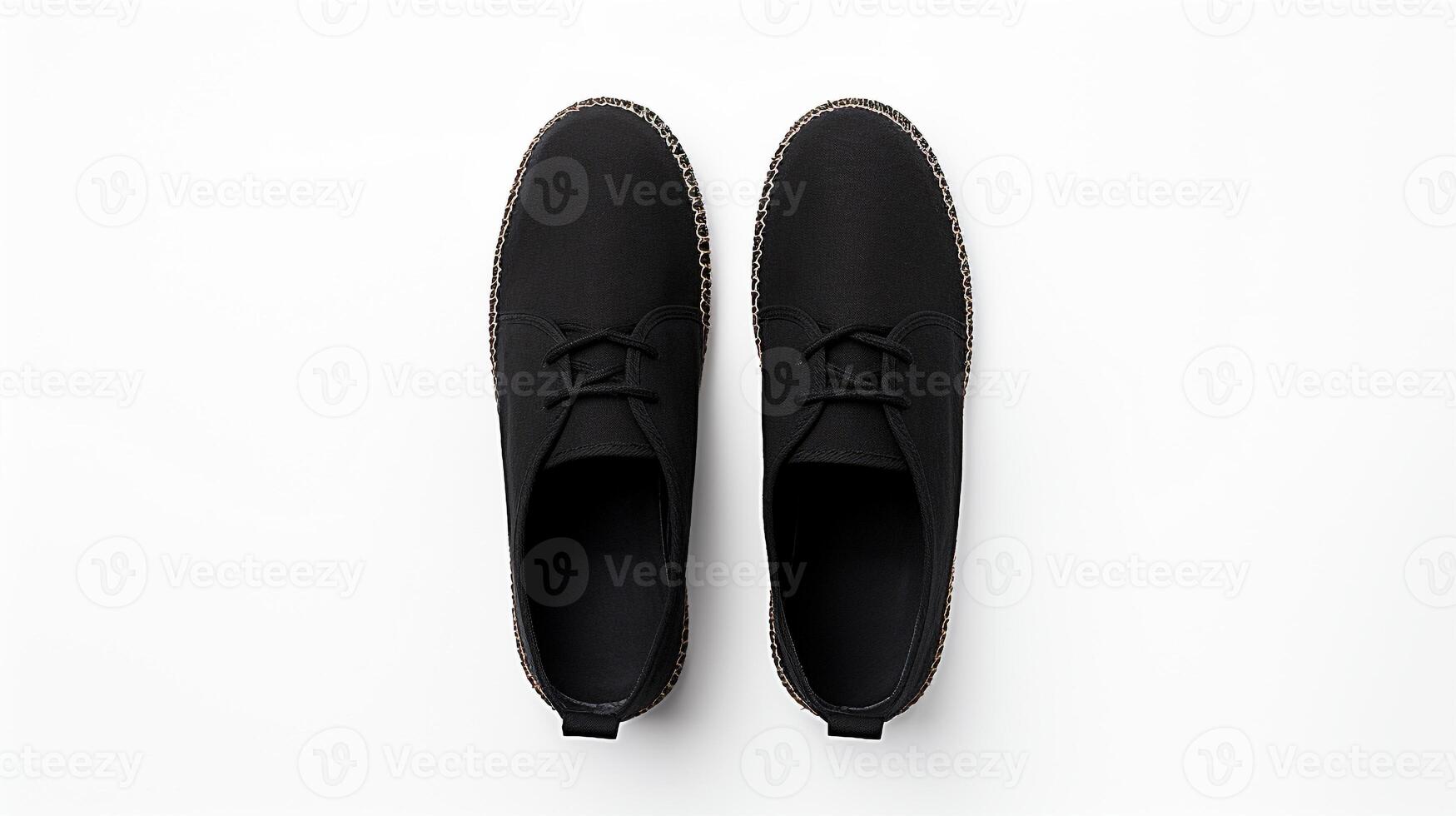 AI generated Black Espadrilles shoes isolated on white background with copy space for advertisement. Generative AI photo