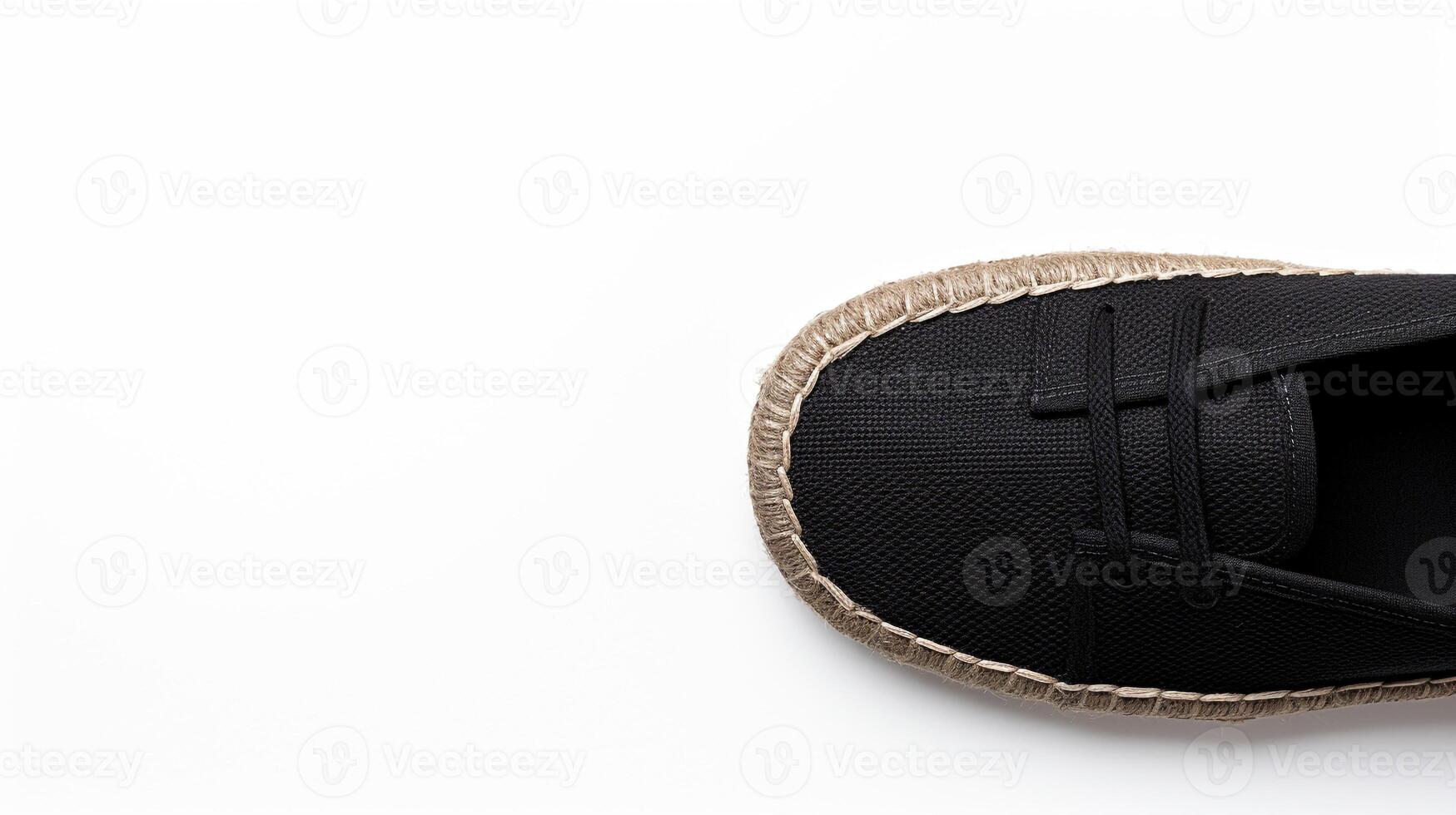 AI generated Black Espadrilles shoes isolated on white background with copy space for advertisement. Generative AI photo