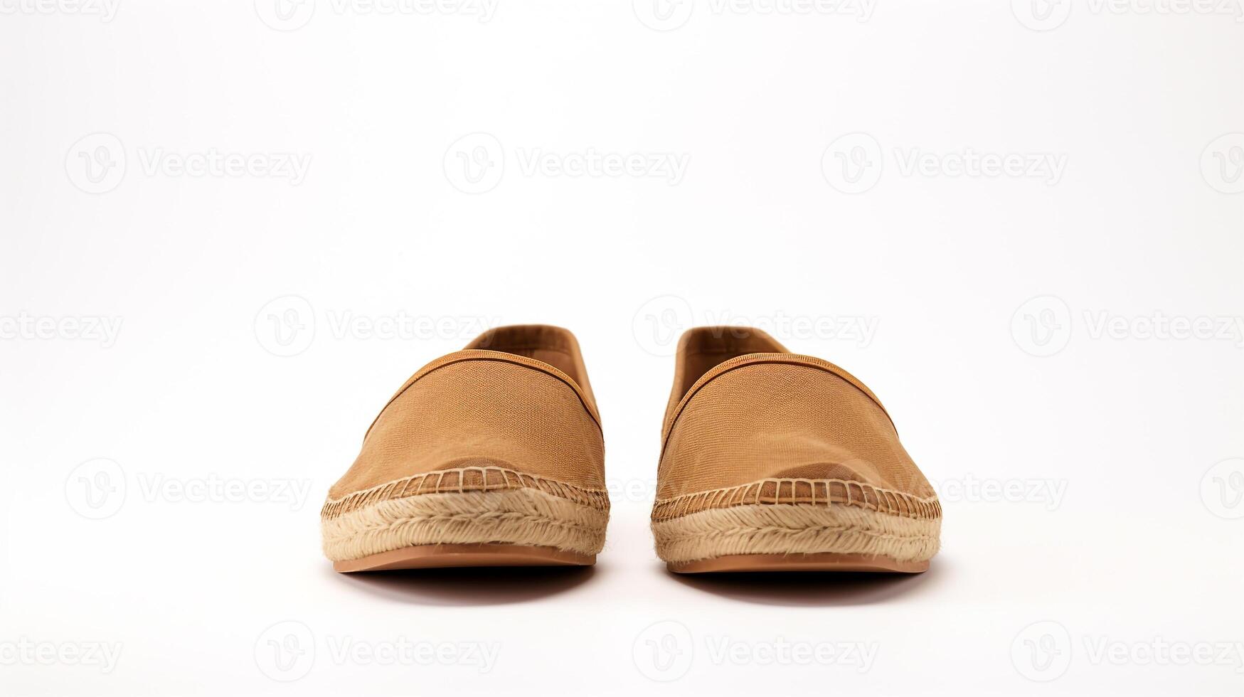 AI generated Brown Espadrilles shoes isolated on white background with copy space for advertisement. Generative AI photo