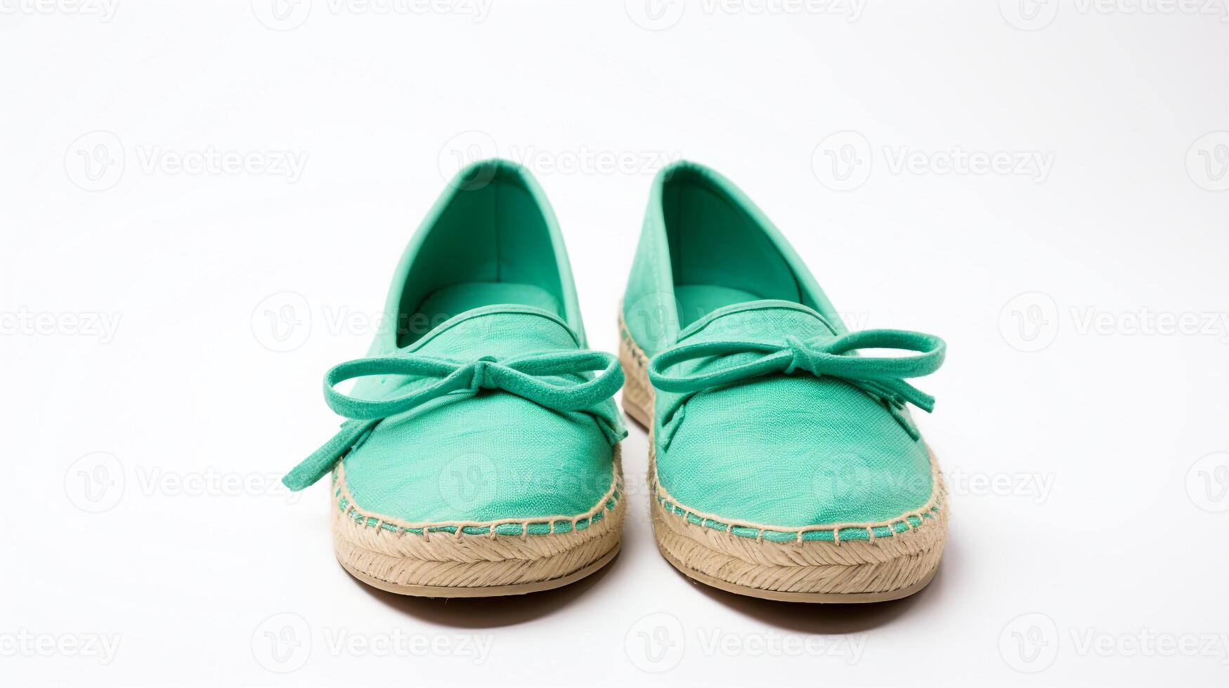 AI generated Cyan Espadrilles shoes isolated on white background with copy space for advertisement. Generative AI photo