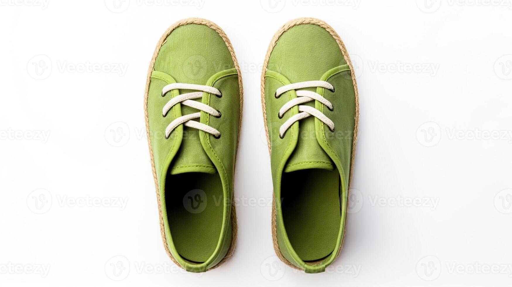 AI generated Green Espadrilles shoes isolated on white background with copy space for advertisement. Generative AI photo
