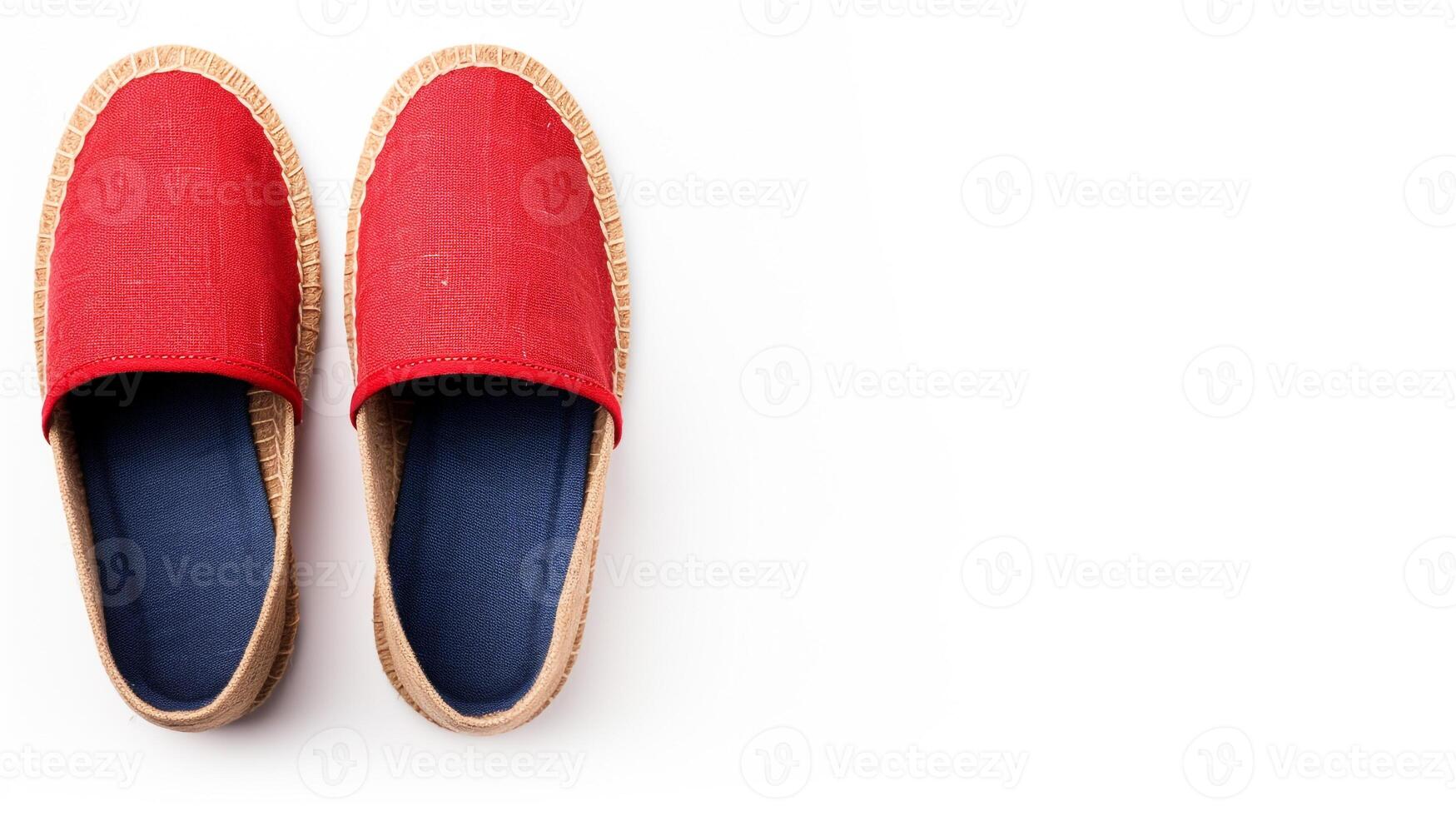 AI generated Indigo Espadrilles shoes isolated on white background with copy space for advertisement. Generative AI photo