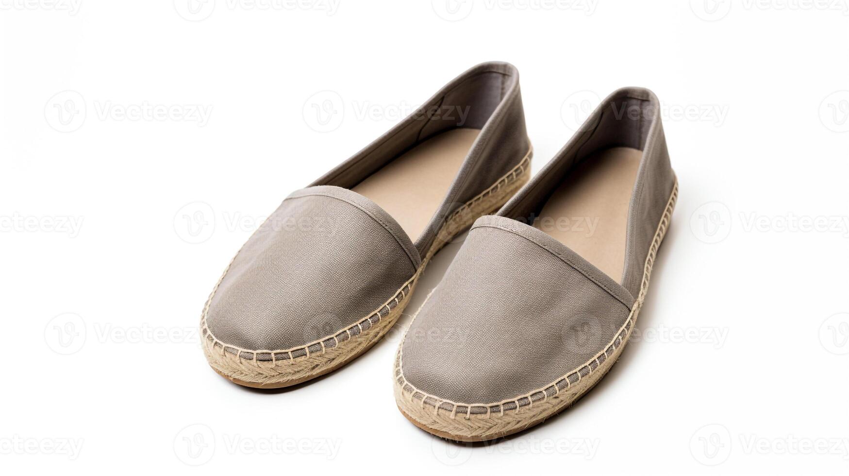 AI generated Grey Espadrilles shoes isolated on white background with copy space for advertisement. Generative AI photo