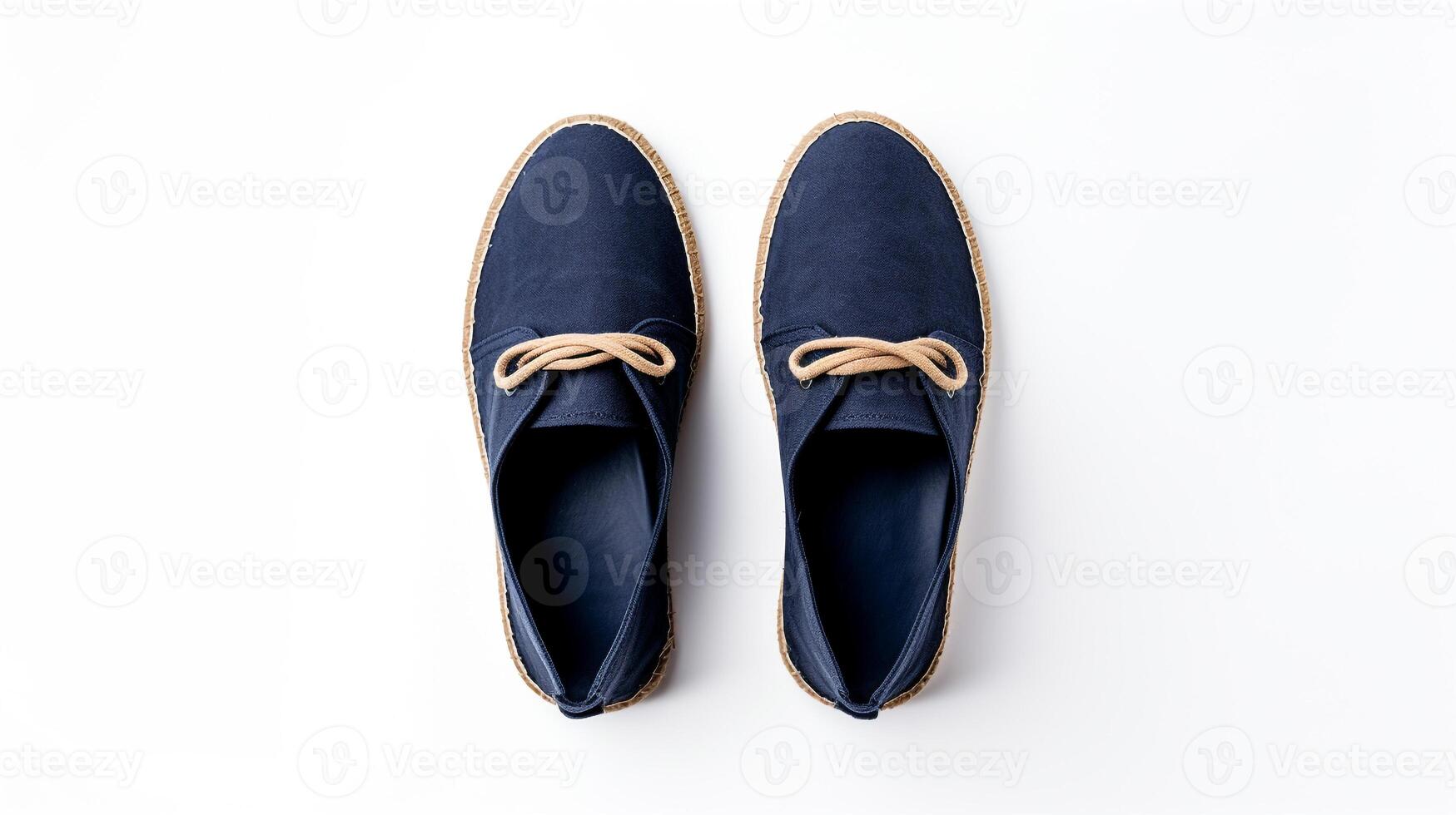 AI generated Indigo Espadrilles shoes isolated on white background with copy space for advertisement. Generative AI photo