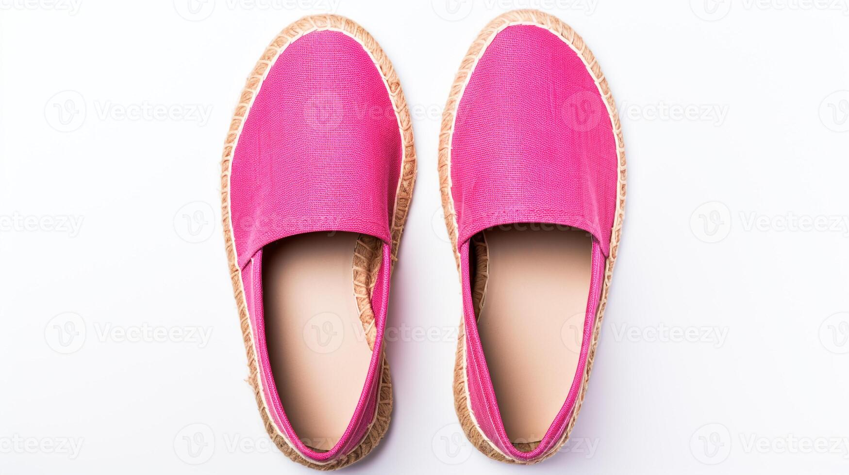 AI generated Pink Espadrilles shoes isolated on white background with copy space for advertisement. Generative AI photo