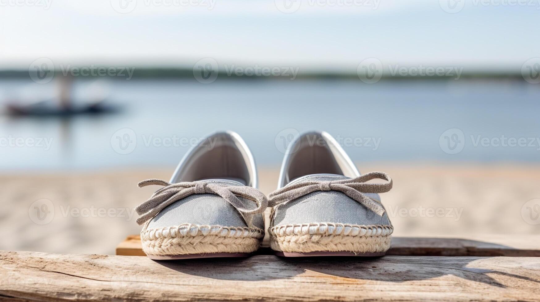 AI generated Silver Espadrilles shoes isolated on white background with copy space for advertisement. Generative AI photo