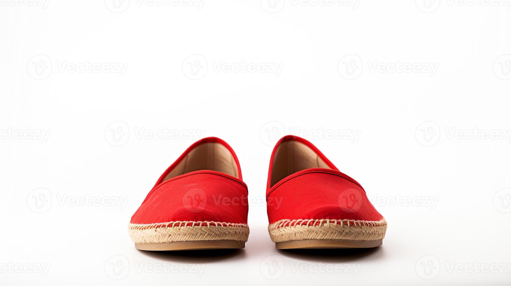 AI generated Vermilion Espadrilles shoes isolated on white background with copy space for advertisement. Generative AI photo