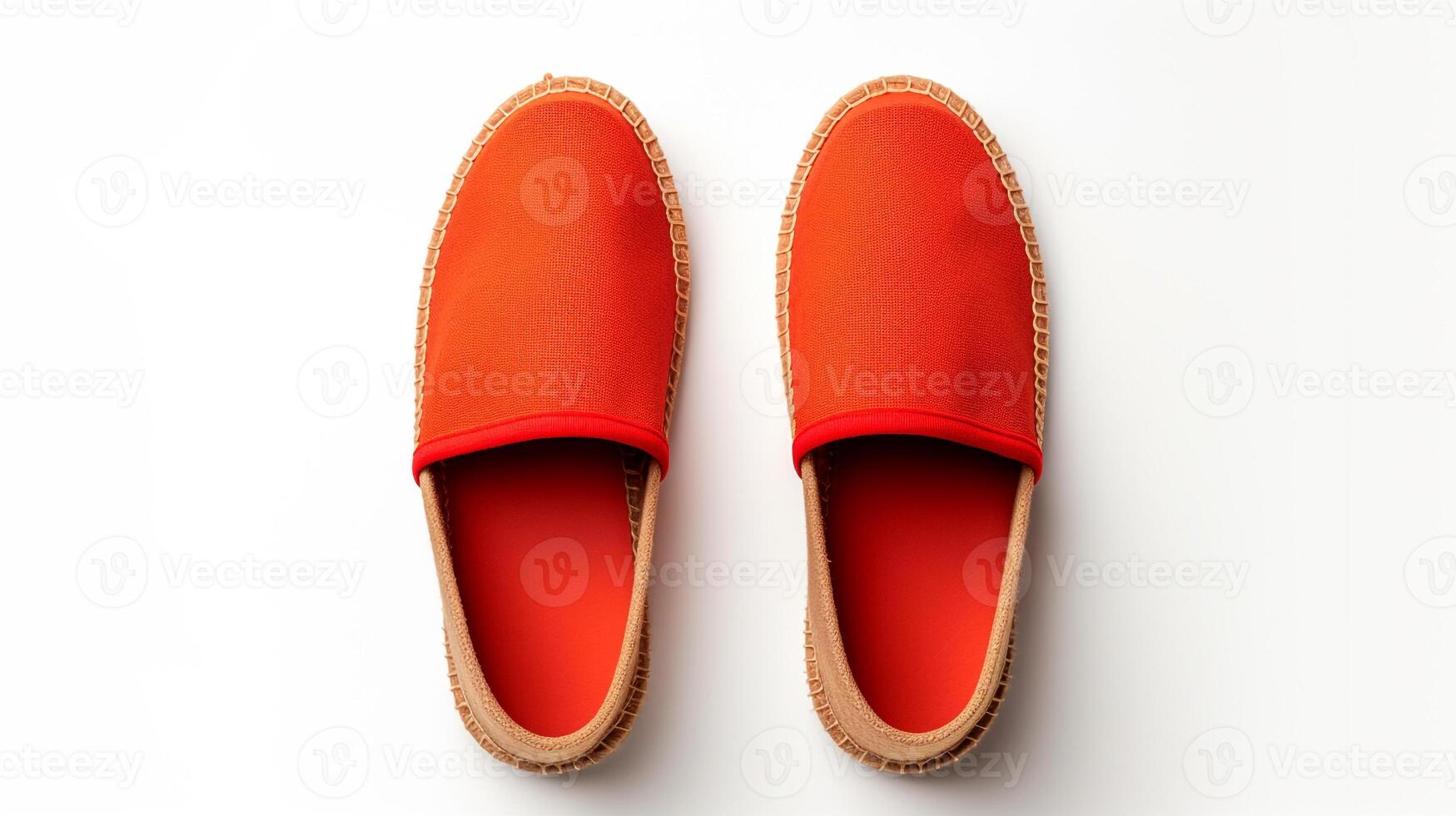 AI generated Vermilion Espadrilles shoes isolated on white background with copy space for advertisement. Generative AI photo