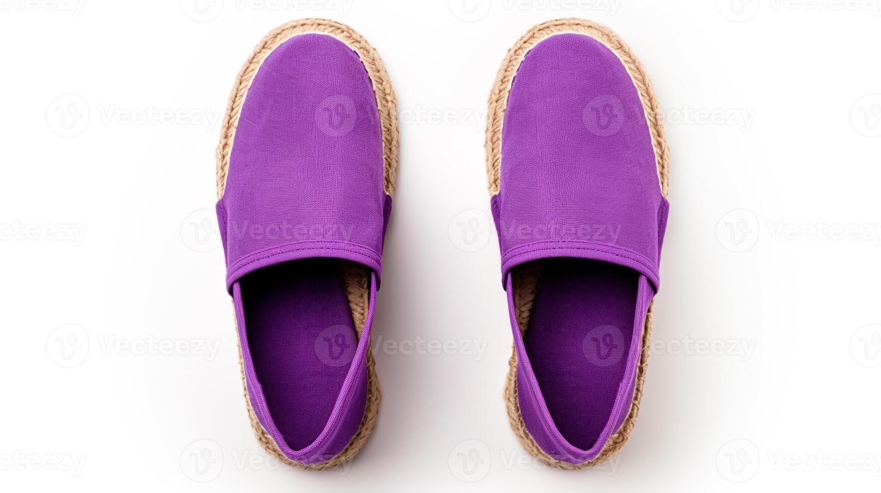 AI generated Violet Espadrilles shoes isolated on white background with copy space for advertisement. Generative AI photo