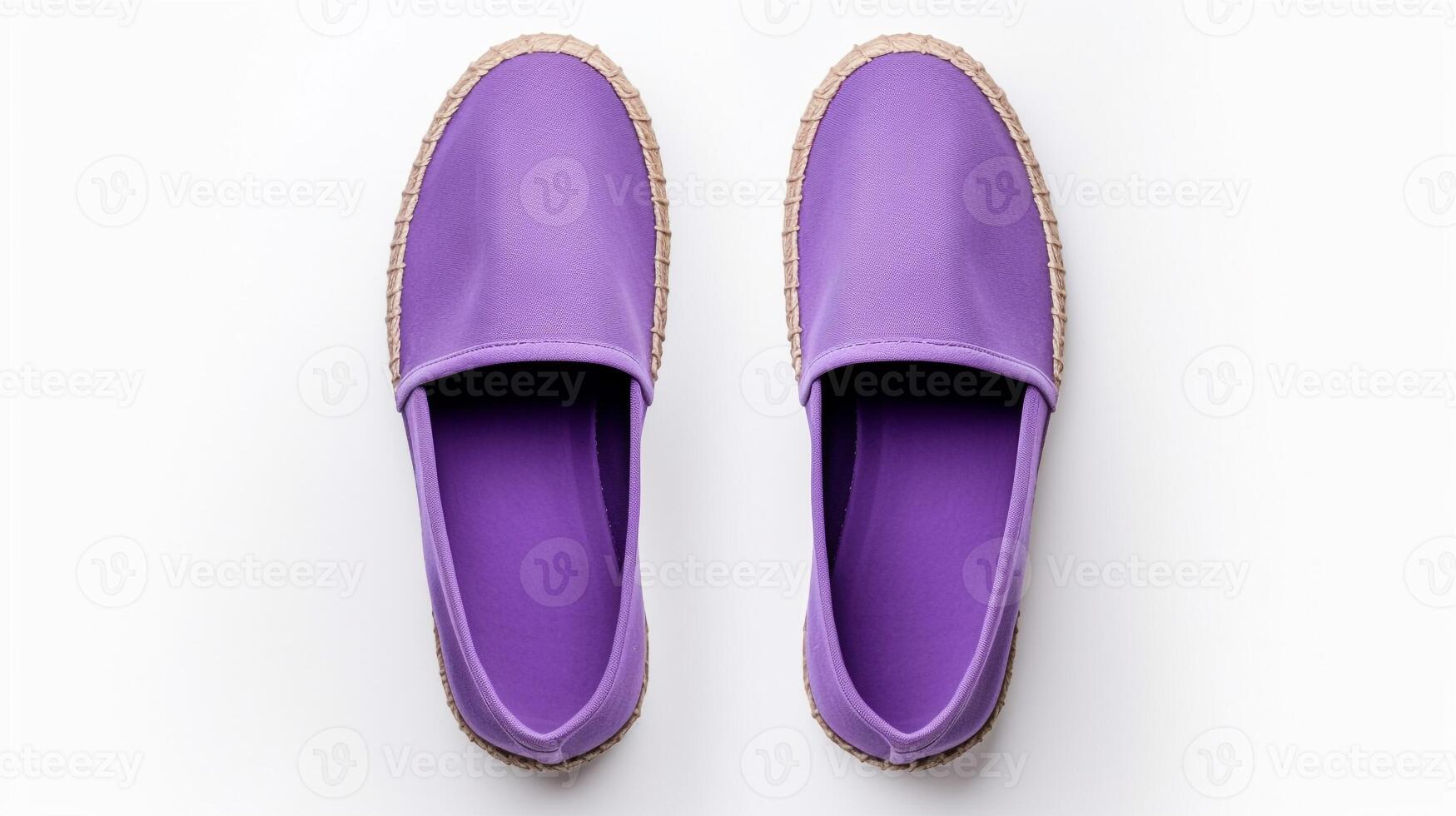 AI generated Violet Espadrilles shoes isolated on white background with copy space for advertisement. Generative AI photo