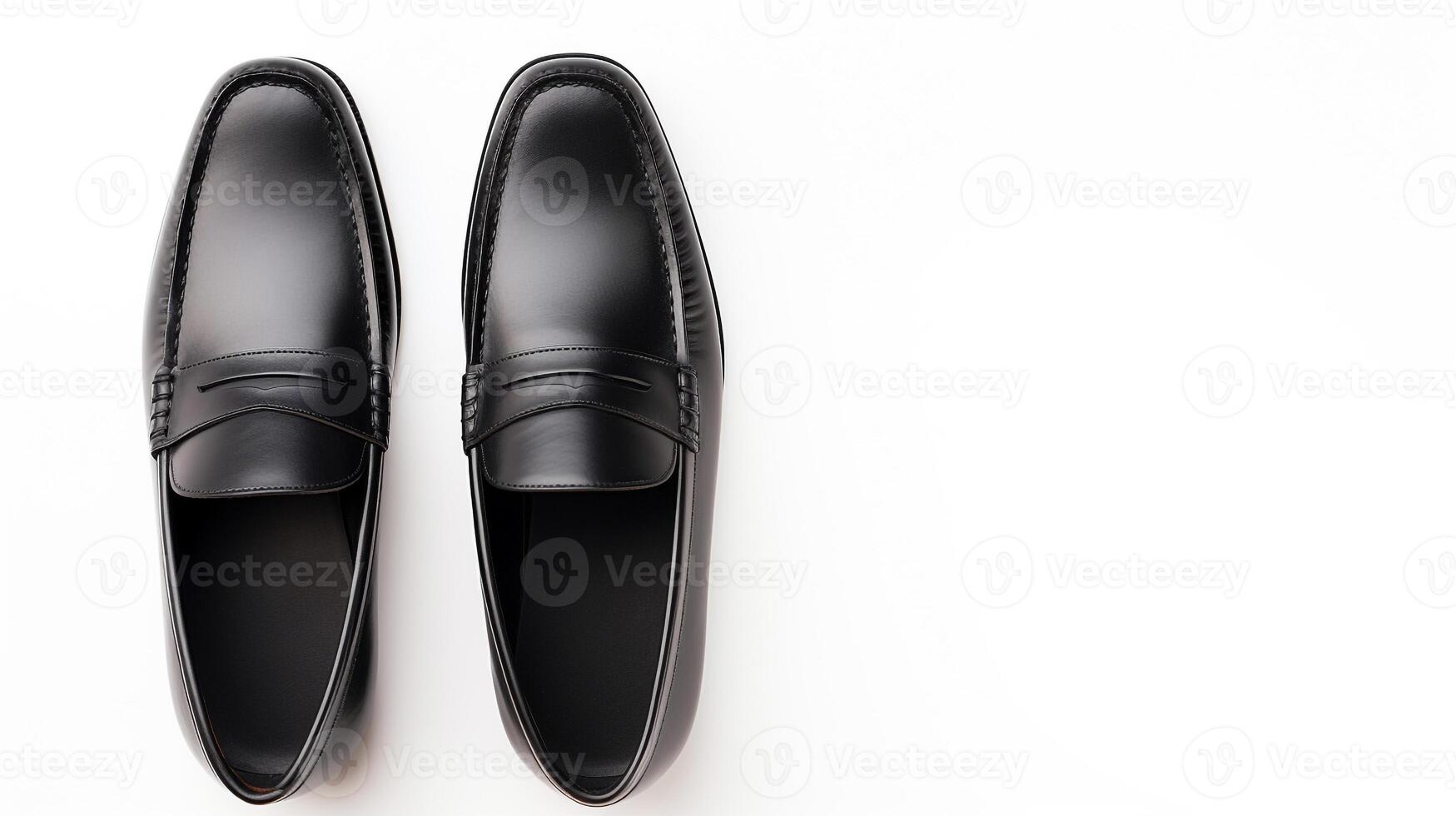 AI generated Black Loafers shoes isolated on white background with copy space for advertisement. Generative AI photo