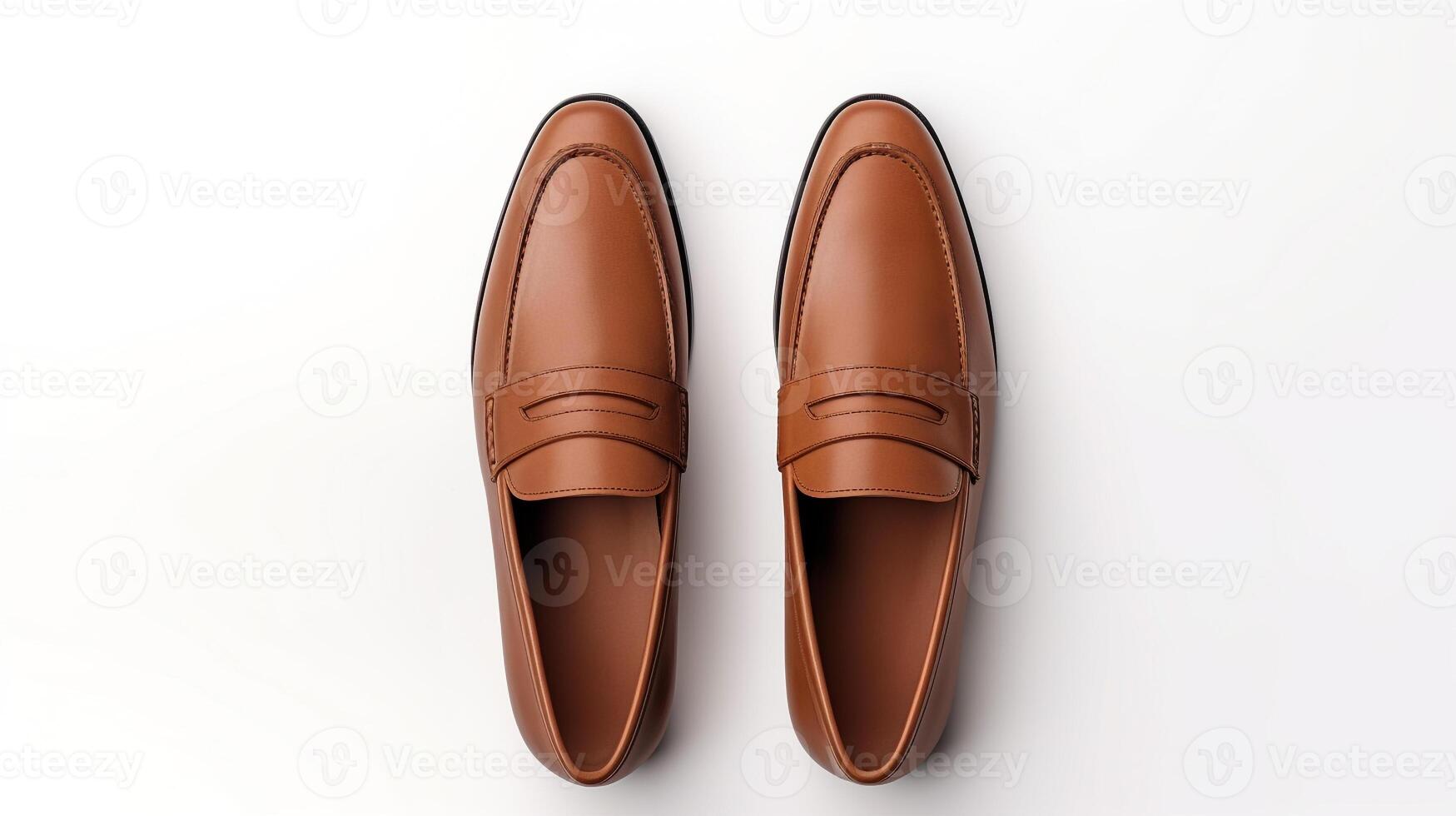 AI generated Brown Loafers shoes isolated on white background with copy space for advertisement. Generative AI photo