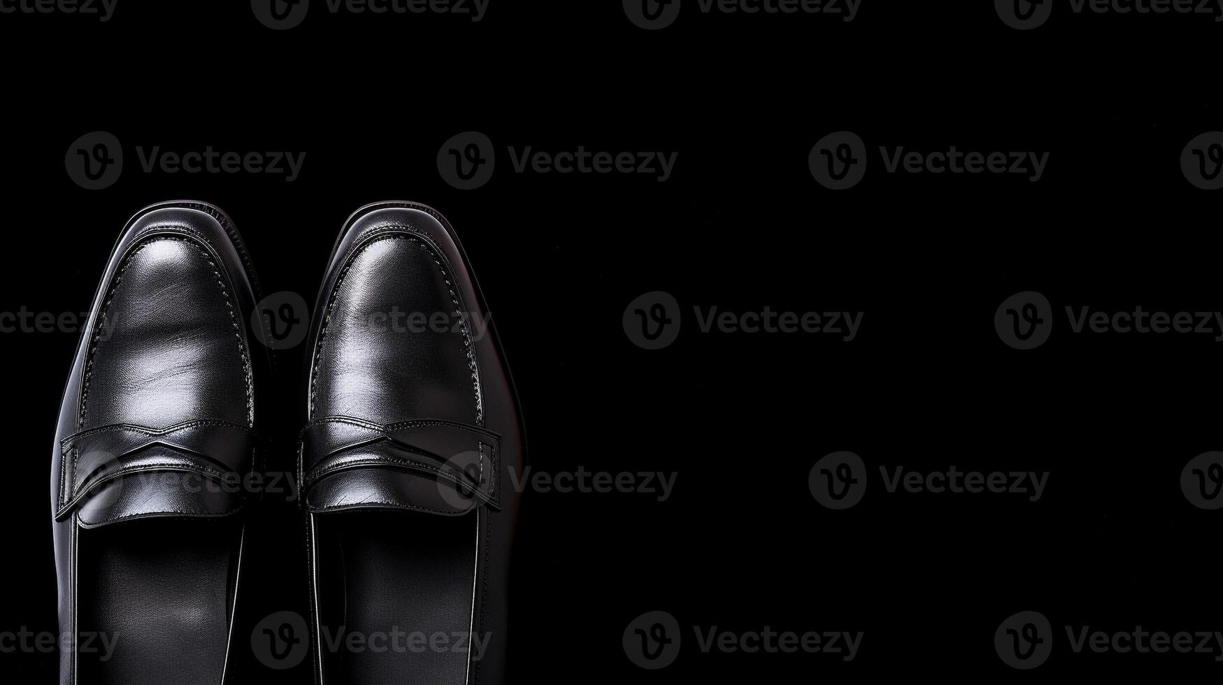 AI generated Charcoal Loafers shoes isolated on white background with copy space for advertisement. Generative AI photo