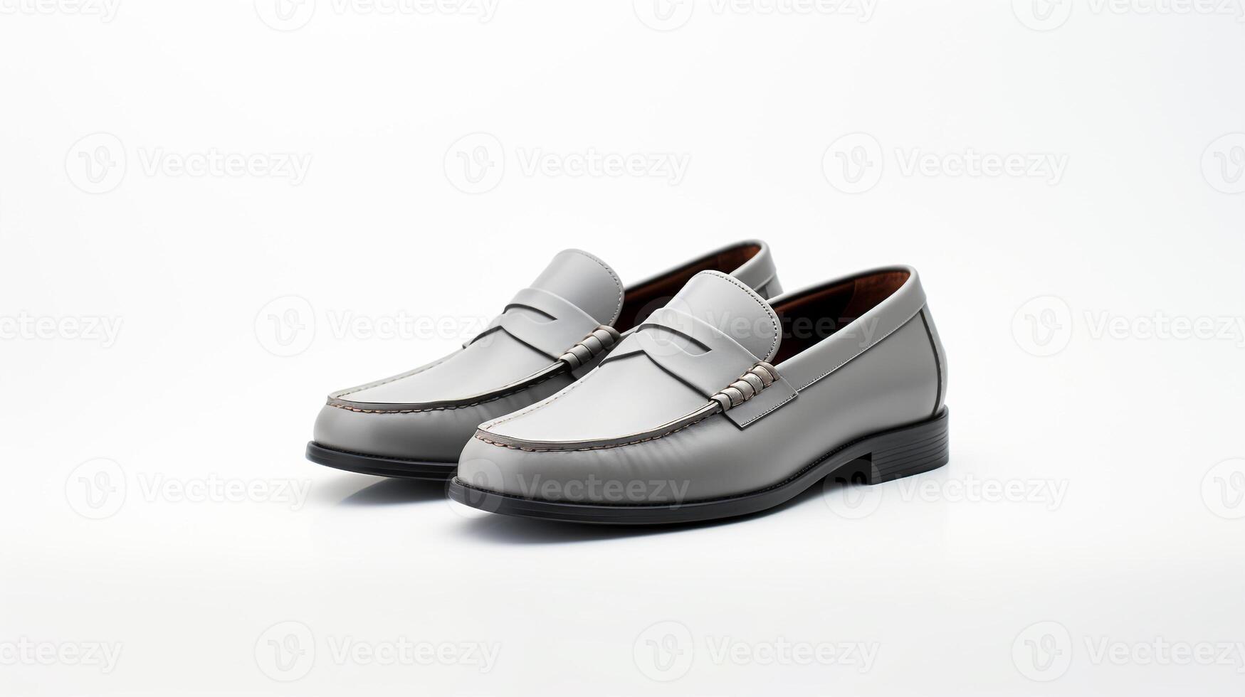 AI generated Grey Loafers shoes isolated on white background with copy space for advertisement. Generative AI photo